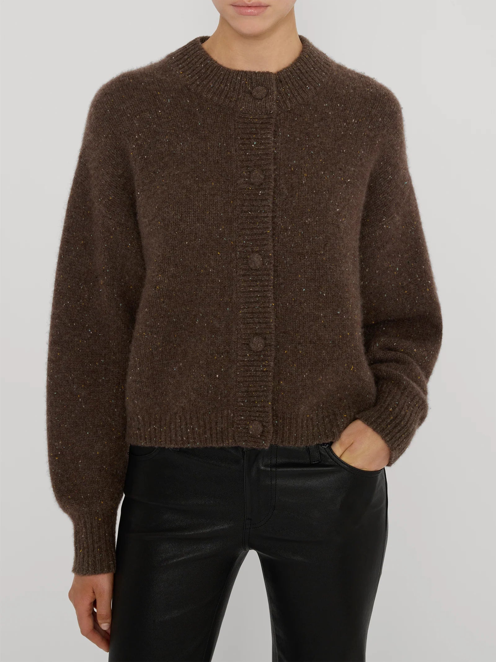 The Cashmere Fleck Cardi - Brown