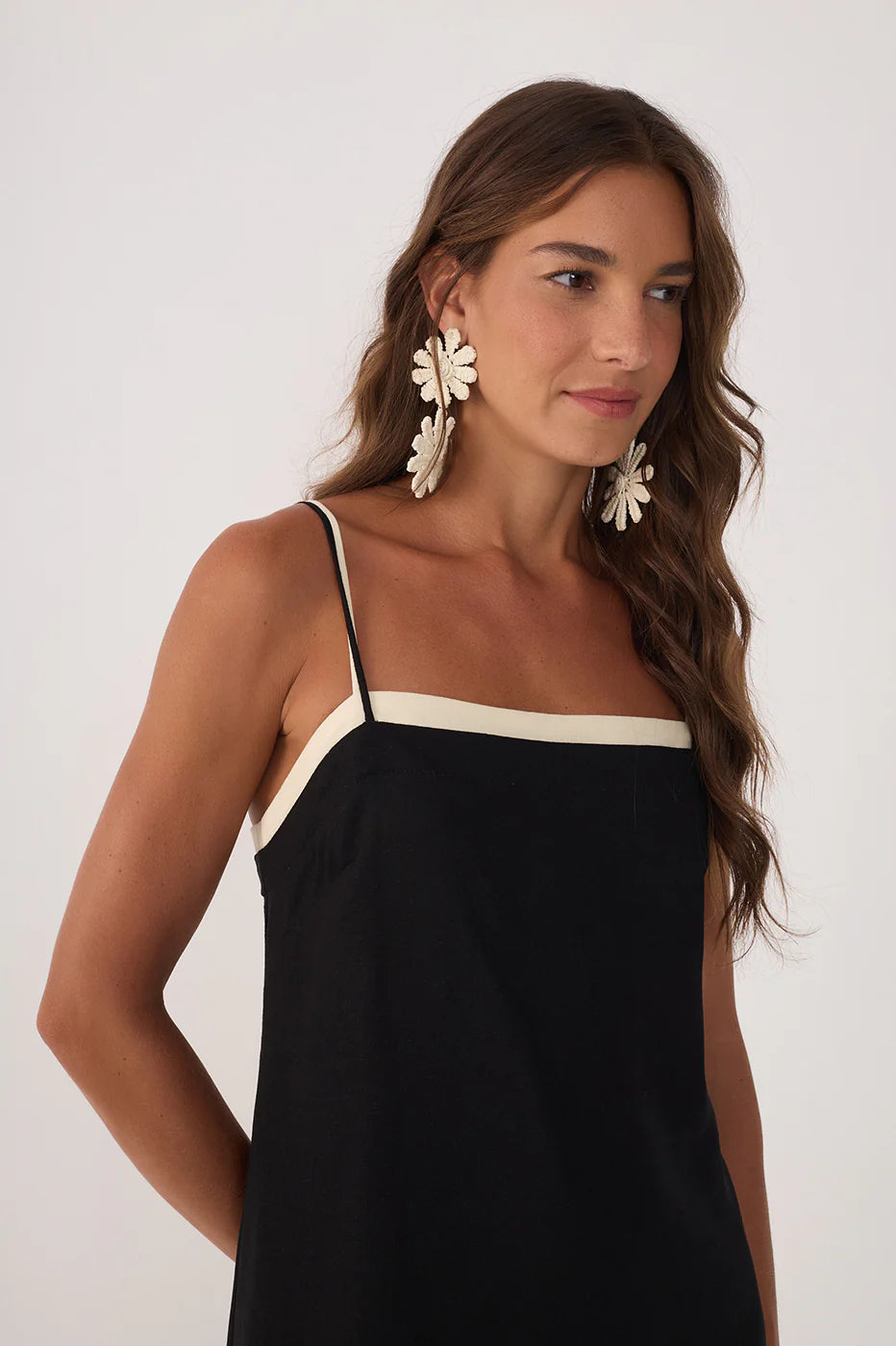 Square Neck Sleeveless Mini Dress - Black