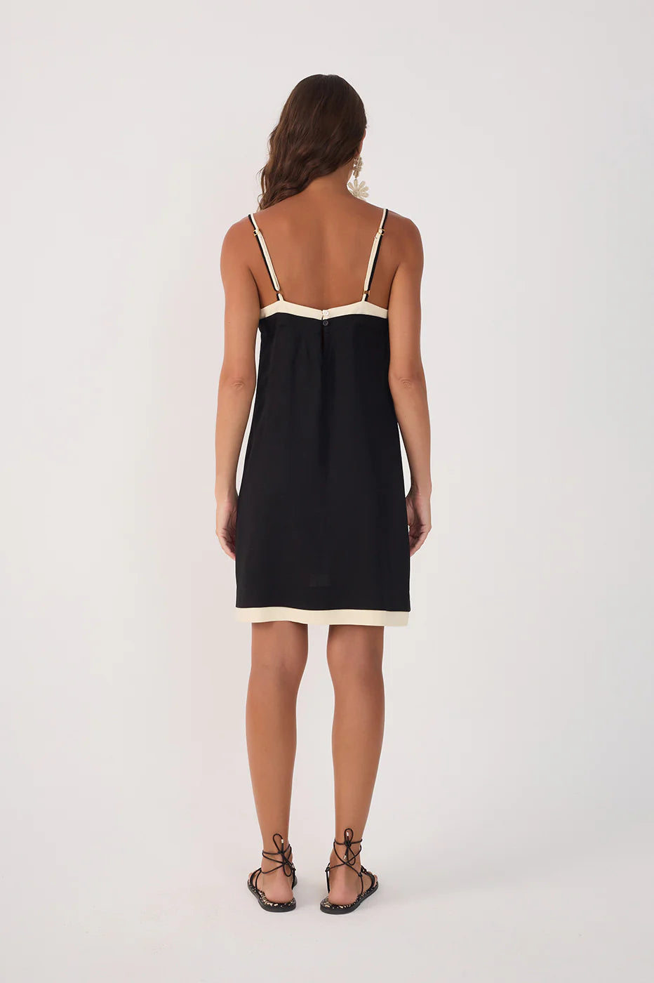 Square Neck Sleeveless Mini Dress - Black