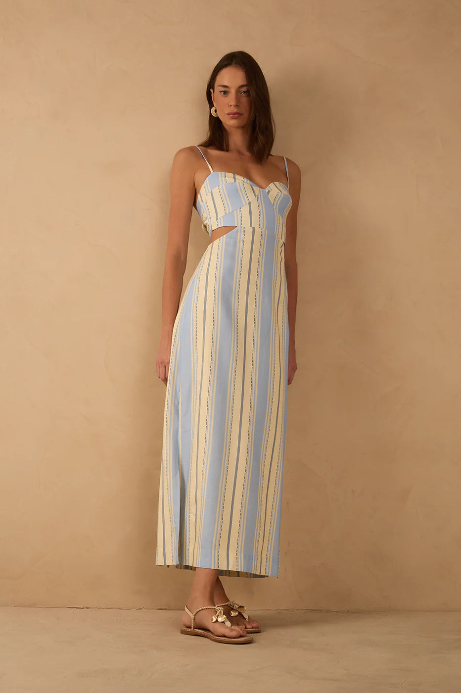 Relaxing Stripe Midi Dress - Blue