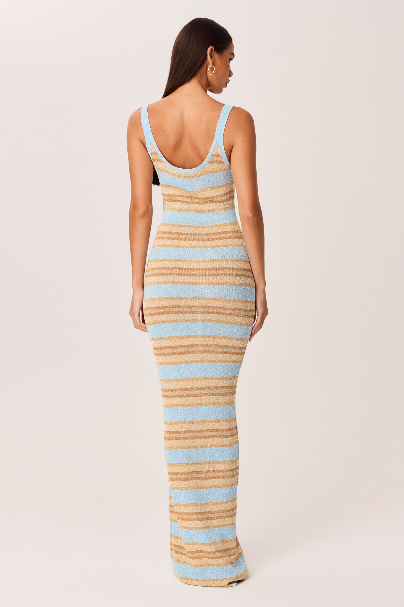 Malina Shimmer Maxi Dress – Blue Stripe