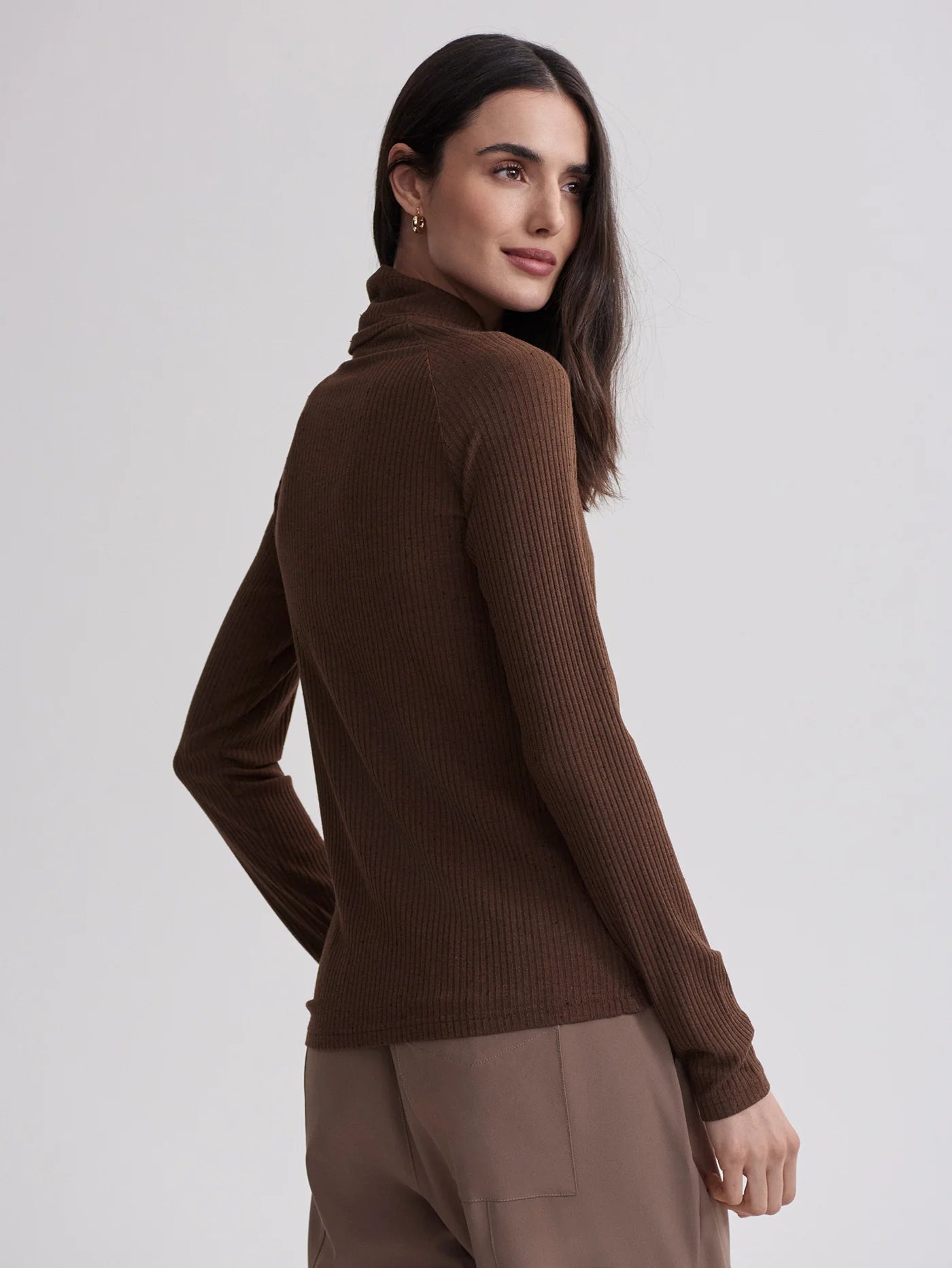 Roya Rollneck Long-Sleeve Tee - Pine Cone/ Black Fleck