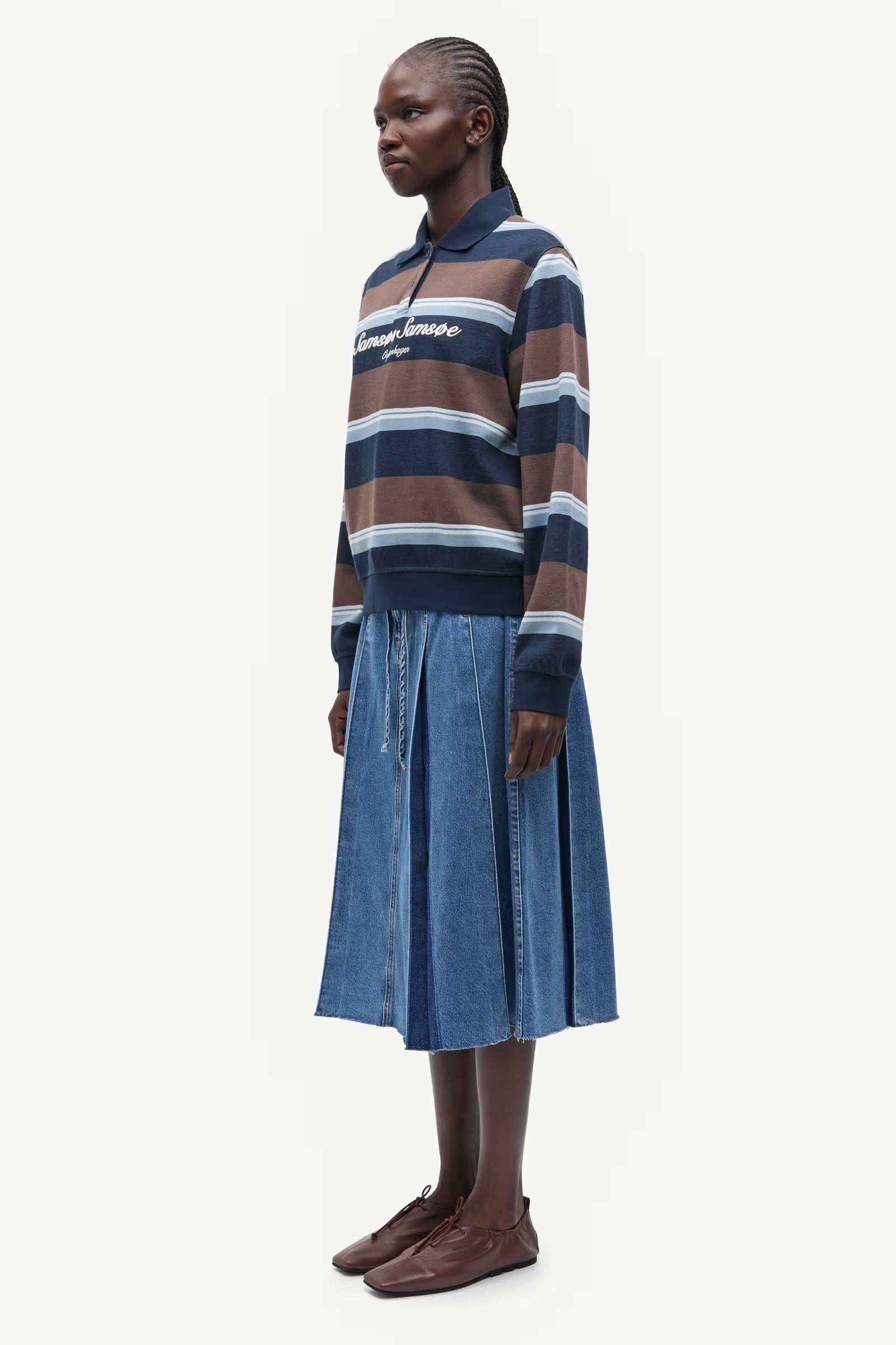 Sadory Polo - Brown Blue Stripe