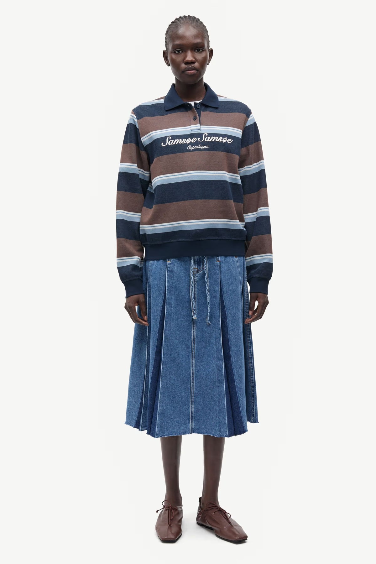 Sadory Polo - Brown Blue Stripe