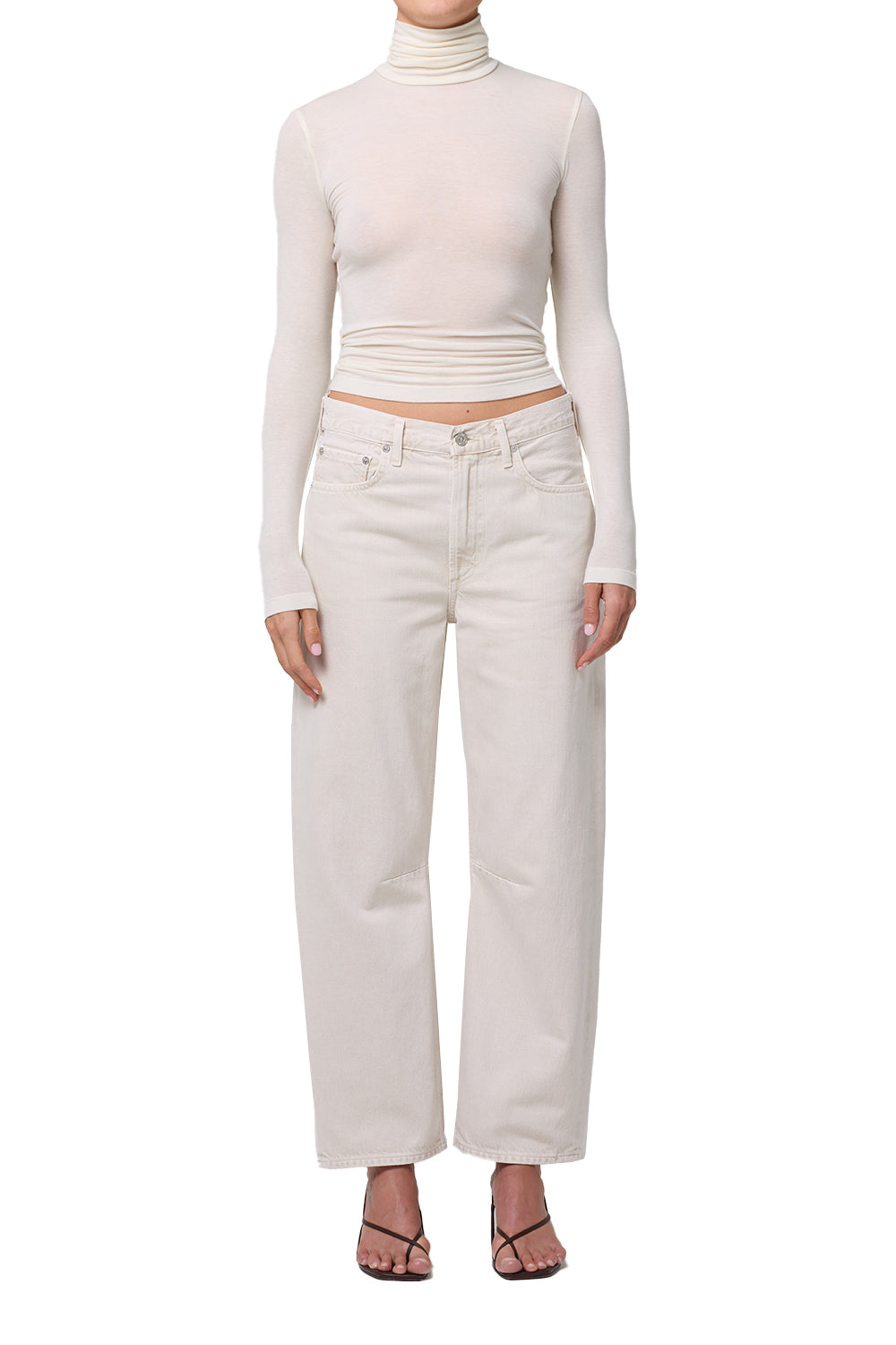 Warm cream light beige denim