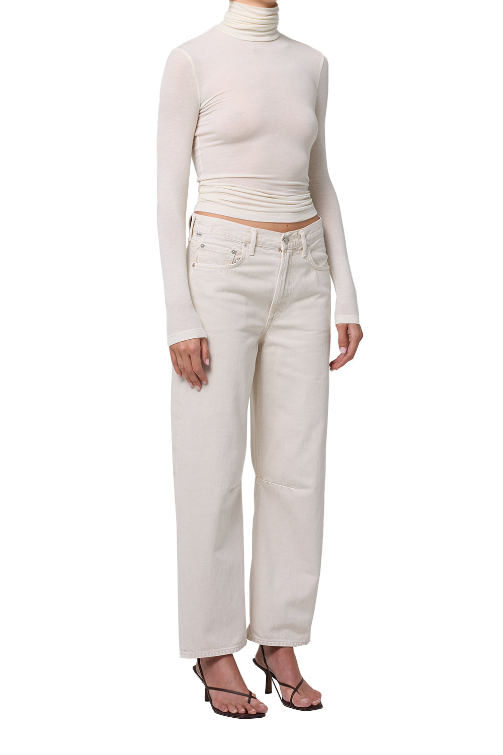 Warm cream light beige denim
