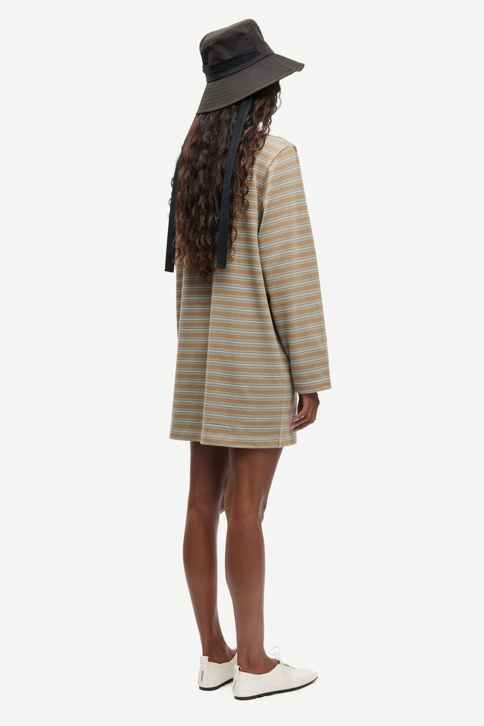 Sadover Long Sleeve Dress - Lead Stripe