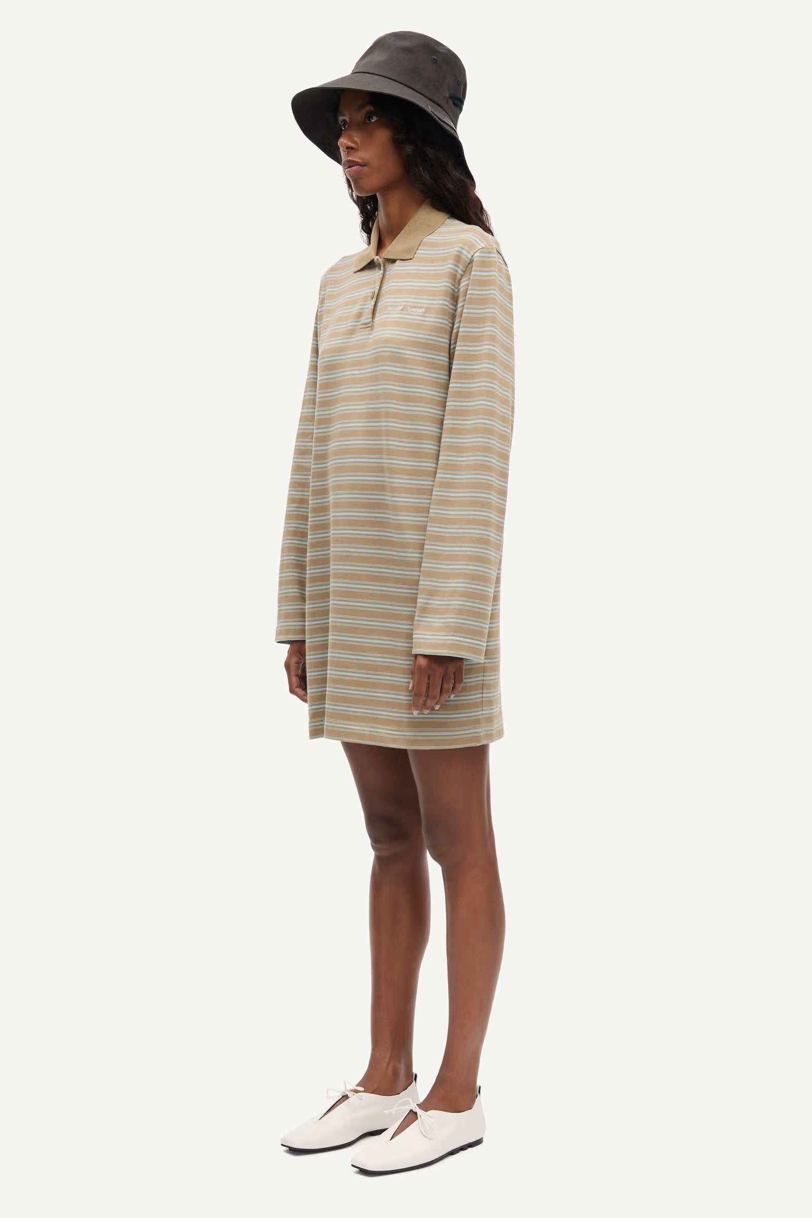 Sadover Long Sleeve Dress - Lead Stripe