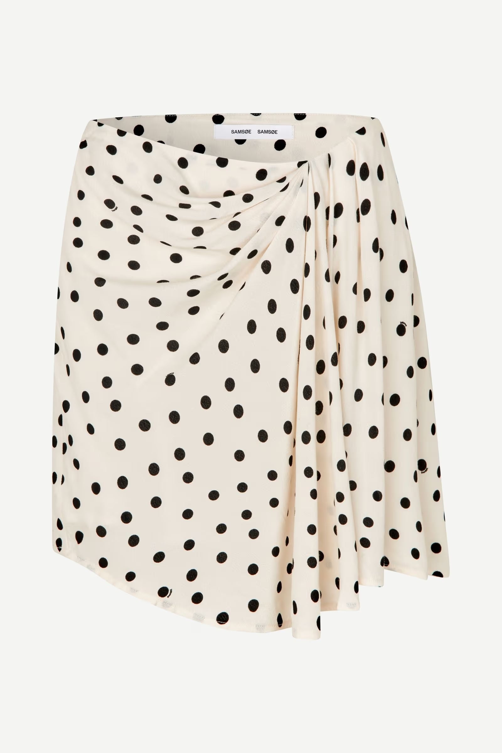 Samsøe Samsøe Saiben midi skirt in Egret cream with black Drifting Dots print and elastic waistband.