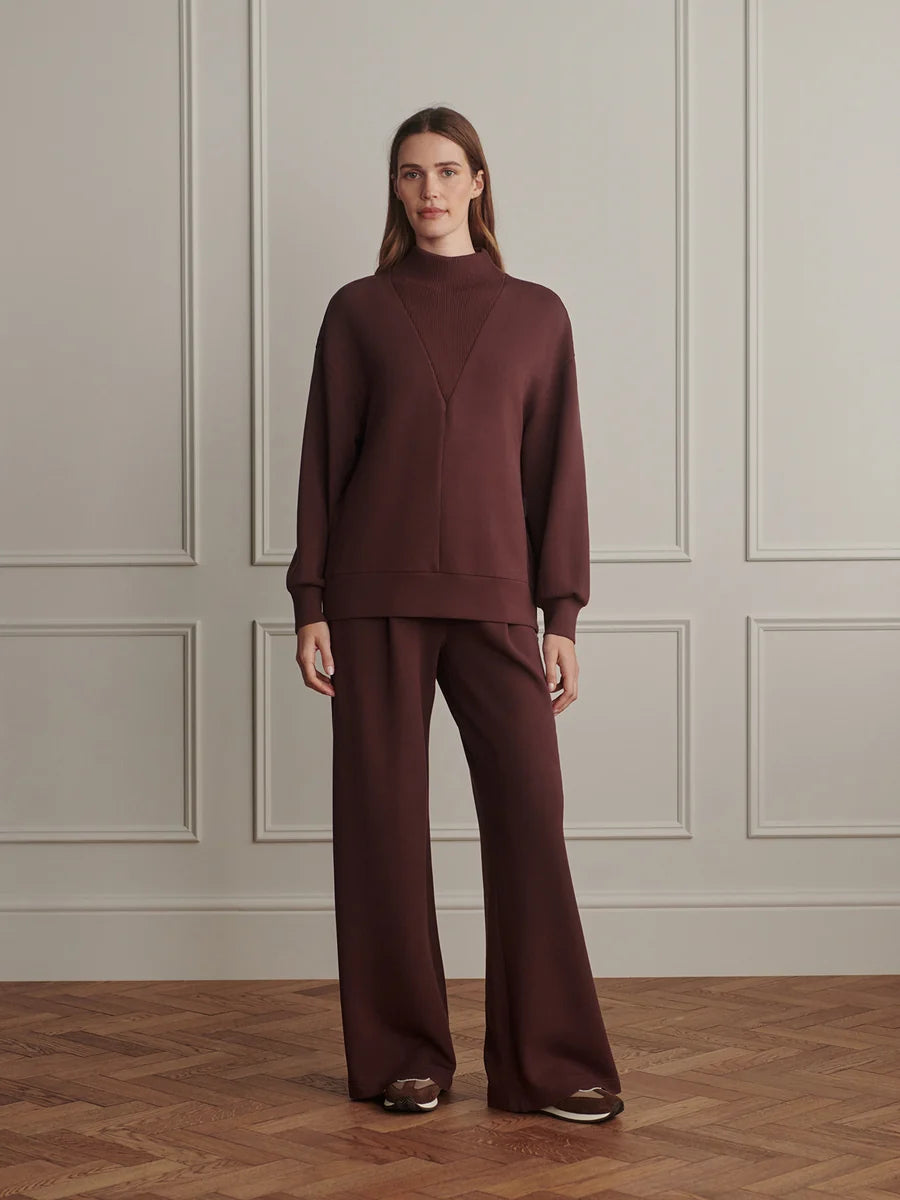 Novi Longline Mock Neck Sweater - Deep Mahogany