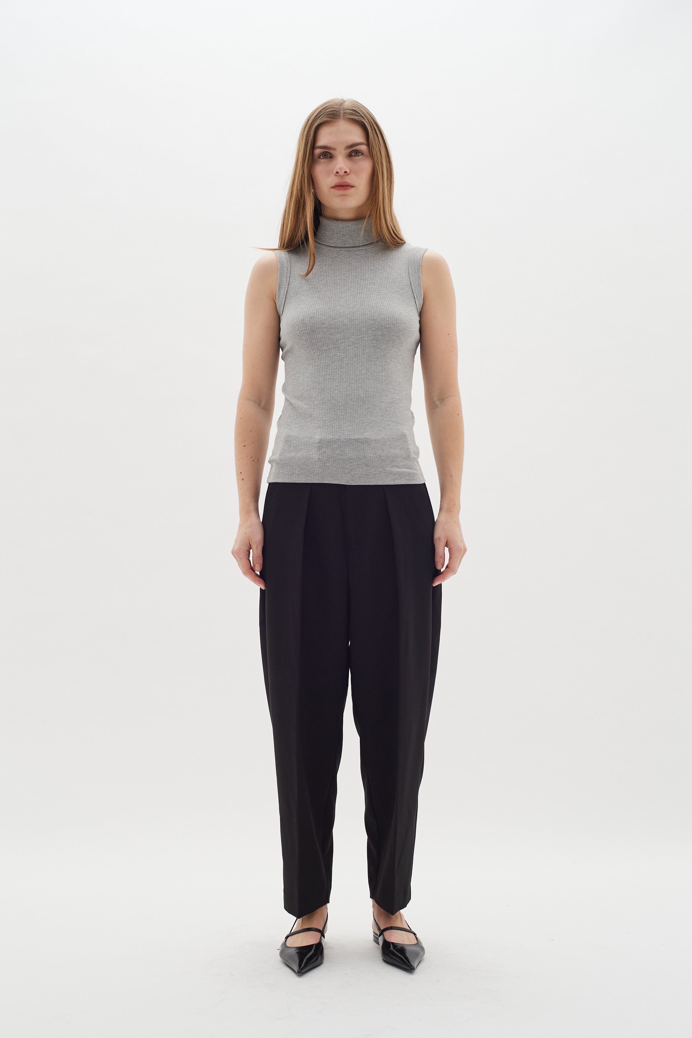 Dagna Melange Rollneck Top - Grey