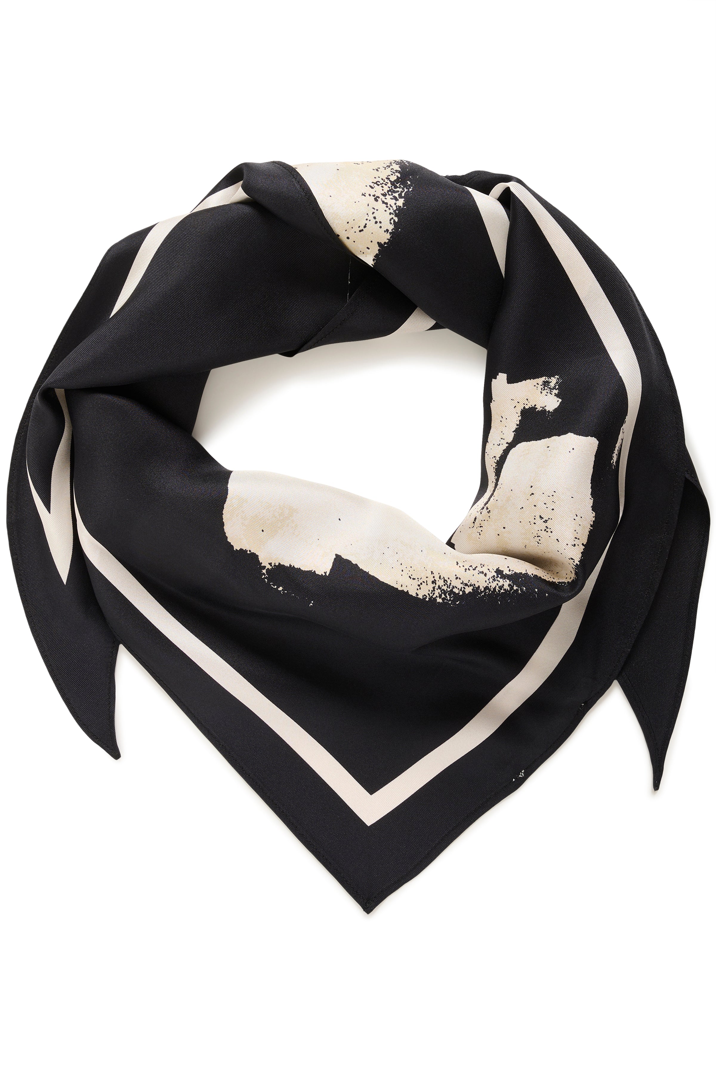 100 silk black and cream scarf