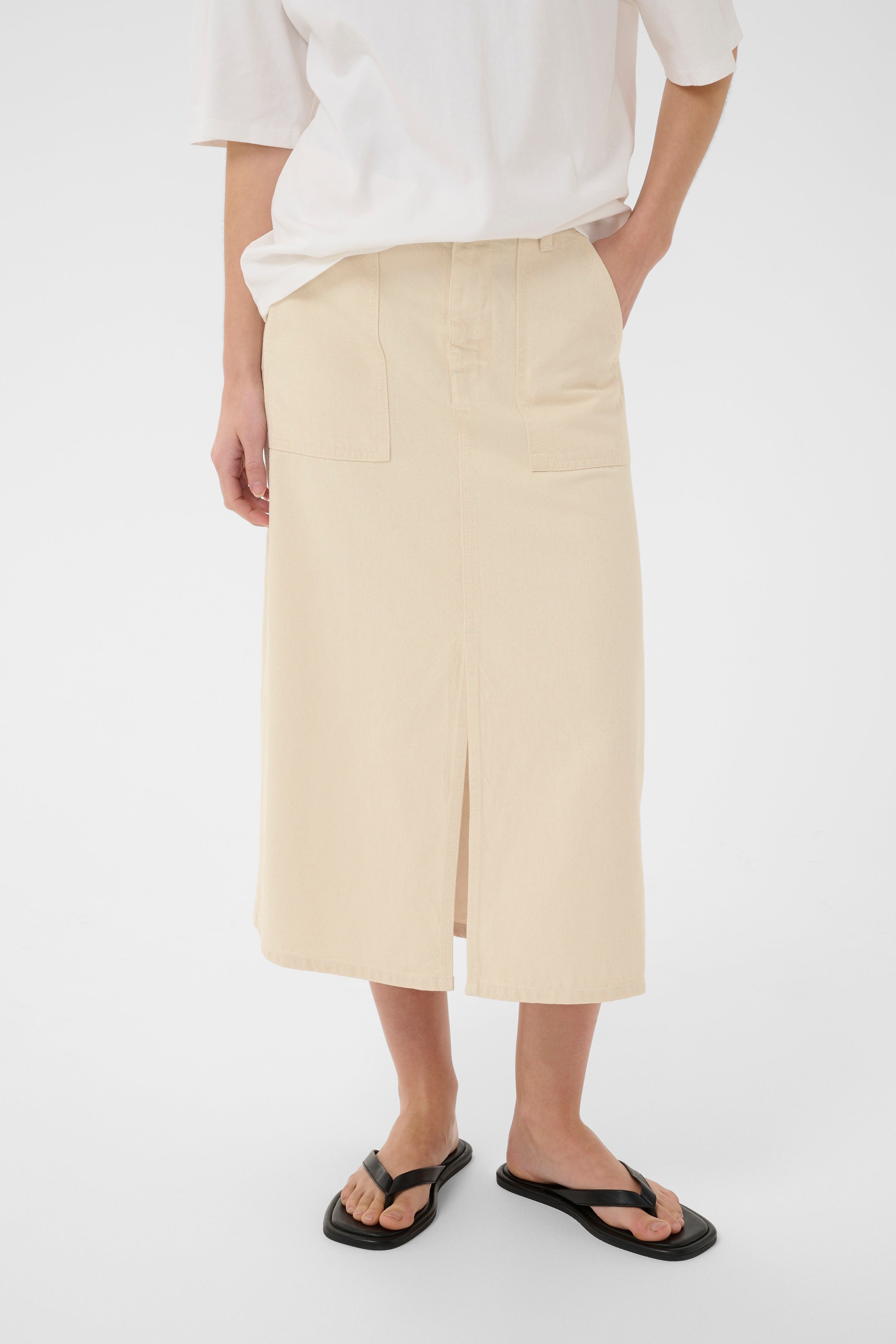 Dilys Denim Skirt - Ecru Melange