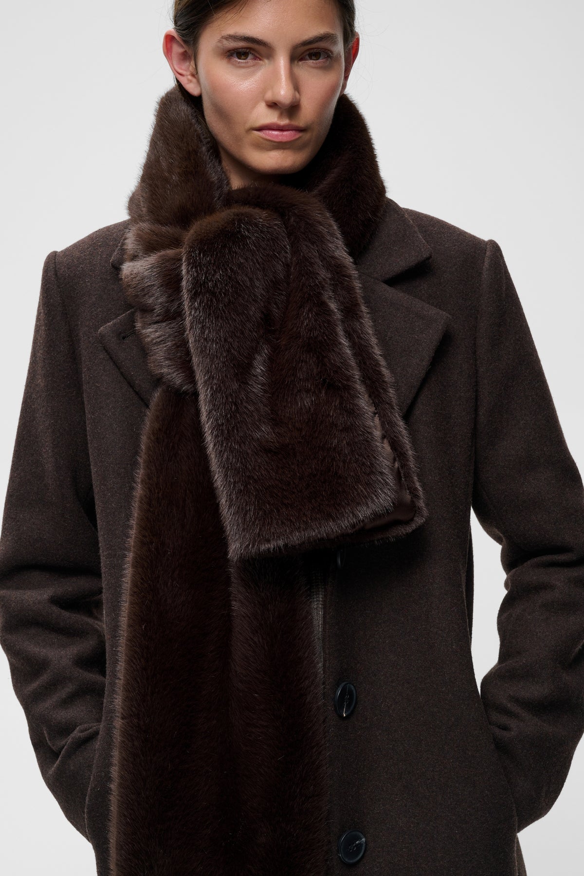 InWear Zabelle oversized soft knitted shawl wrap in deep chocolate brow
