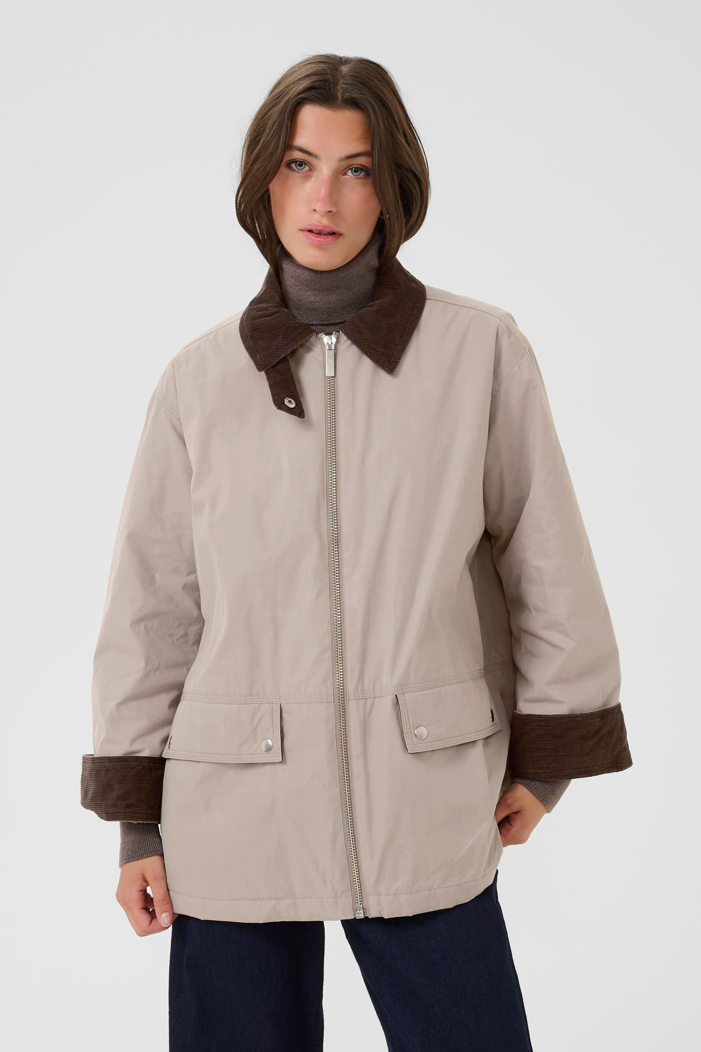 cotton long beige jacket