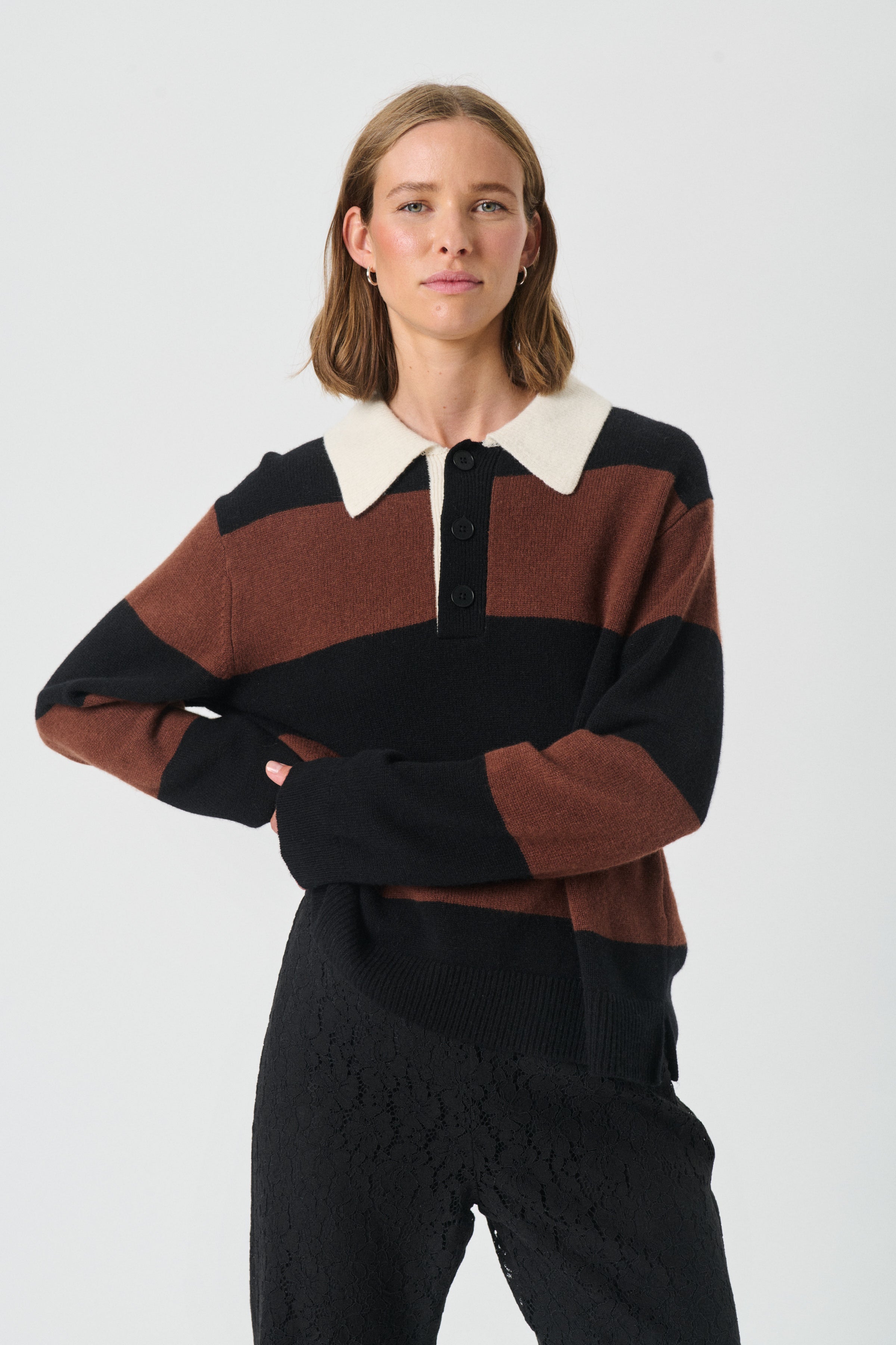 Vinkela Pullover - Sorrel Horse/Black Block Stripe