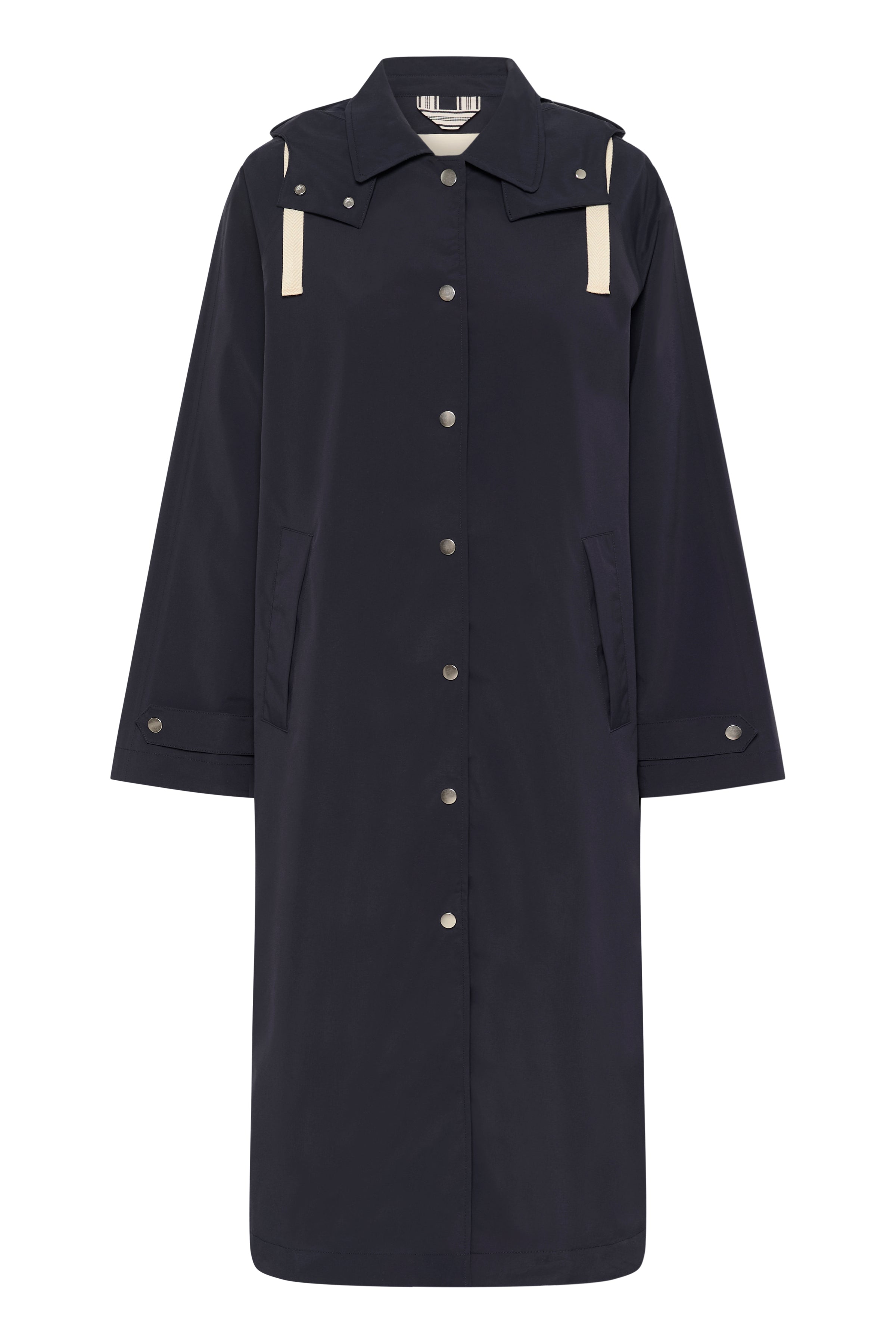 Part Two Yoko Raincoat - Dark Navy | Loose Fit Midi Rain Jacket