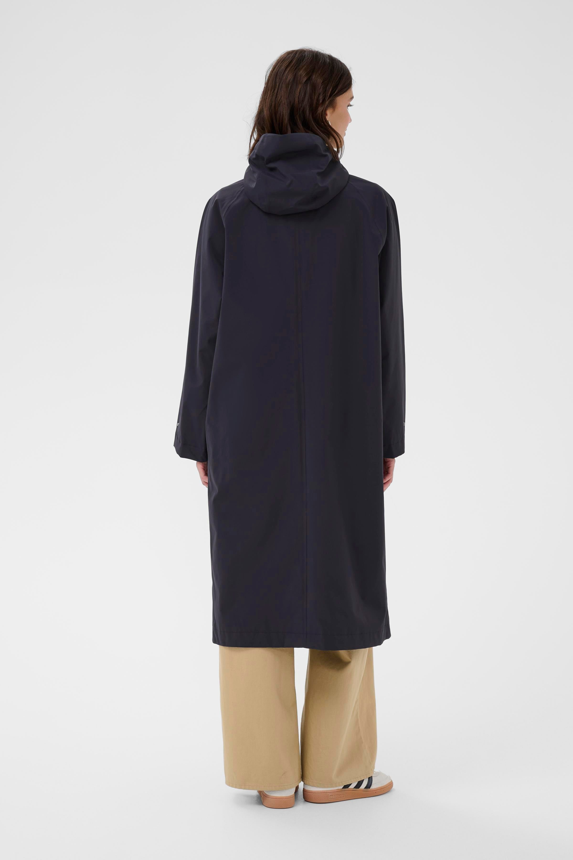 Part Two Yoko Raincoat - Dark Navy | Loose Fit Midi Rain Jacket