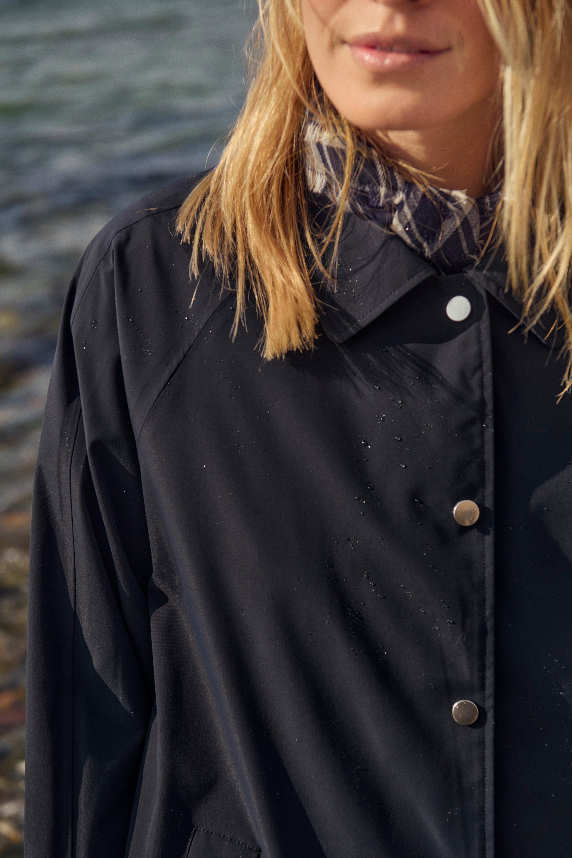 Part Two Yoko Raincoat - Dark Navy | Loose Fit Midi Rain Jacket