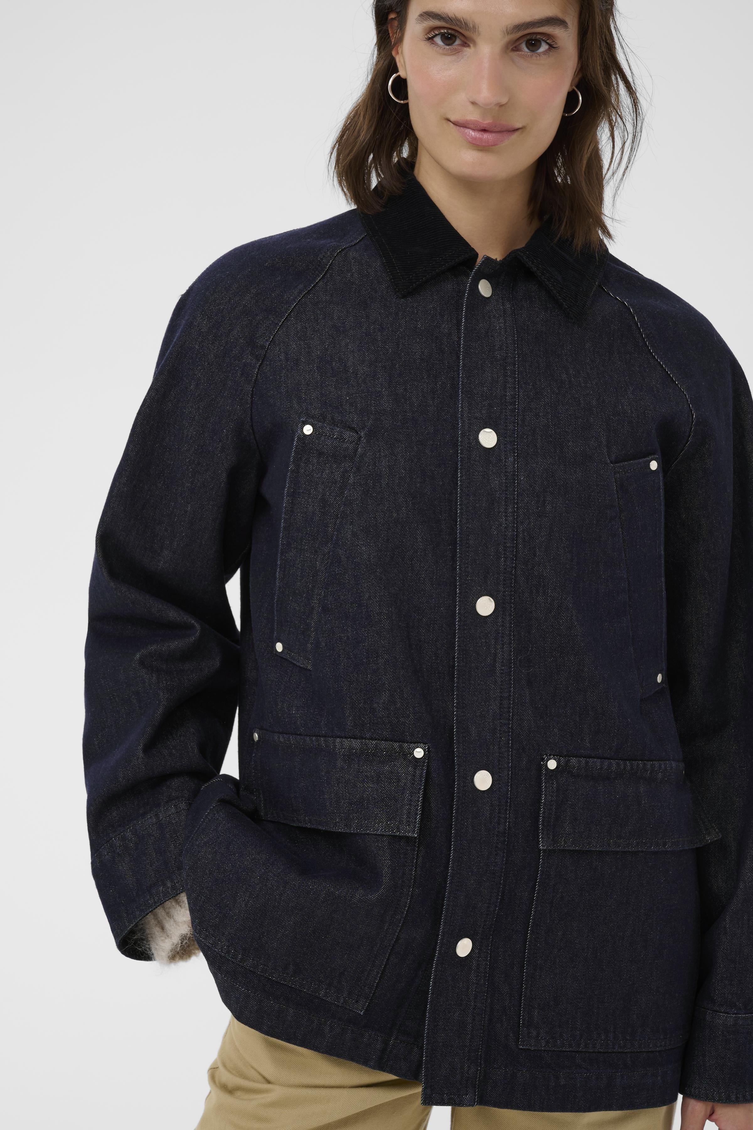 YdunPW Oversized Dark Denim Coat | 100% Cotton Lined Jacket