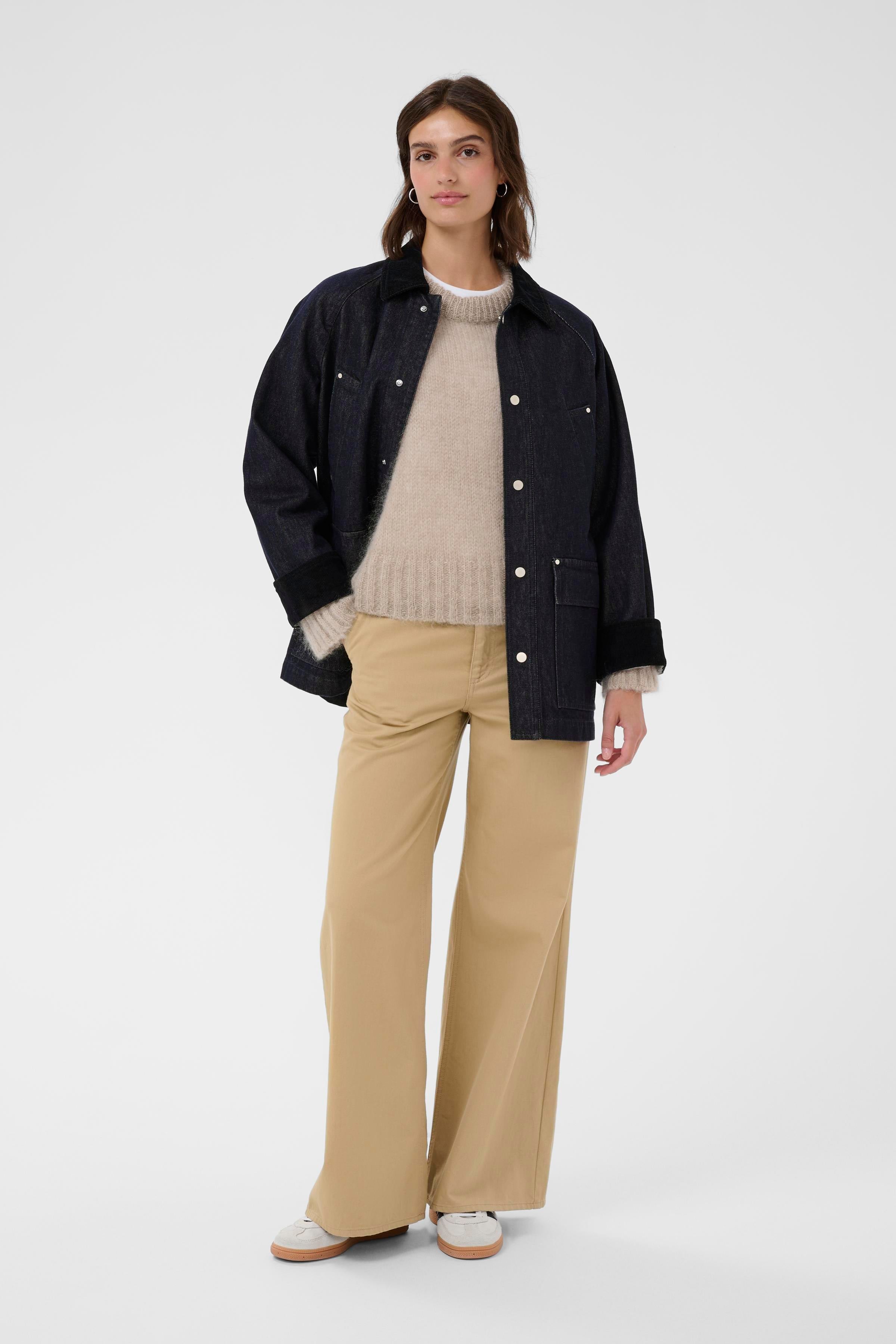 YdunPW Oversized Dark Denim Coat | 100% Cotton Lined Jacket