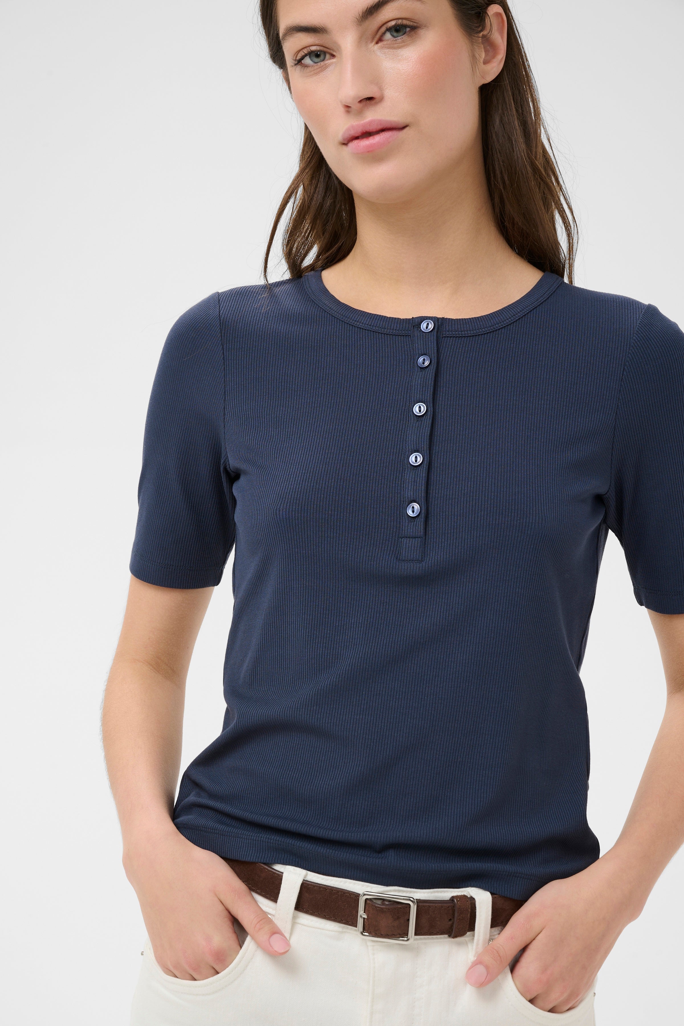 AngelinaPW Henley Tee | Ribbed EcoVero T-shirt