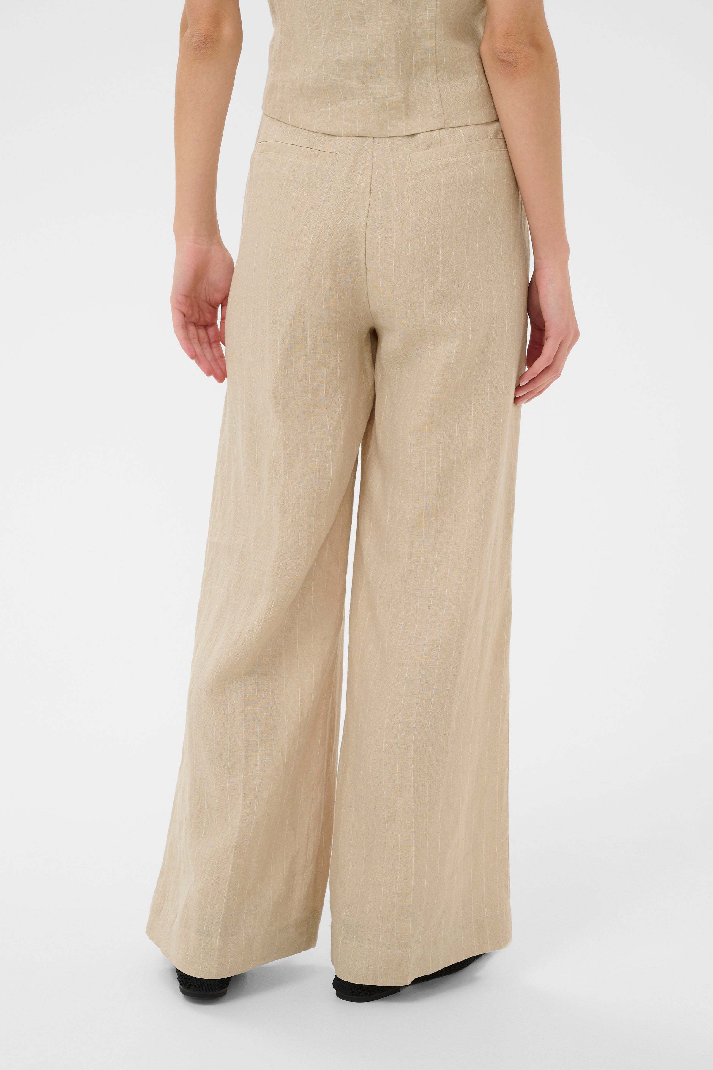 Aliya Trousers - Neutral Pinstripe