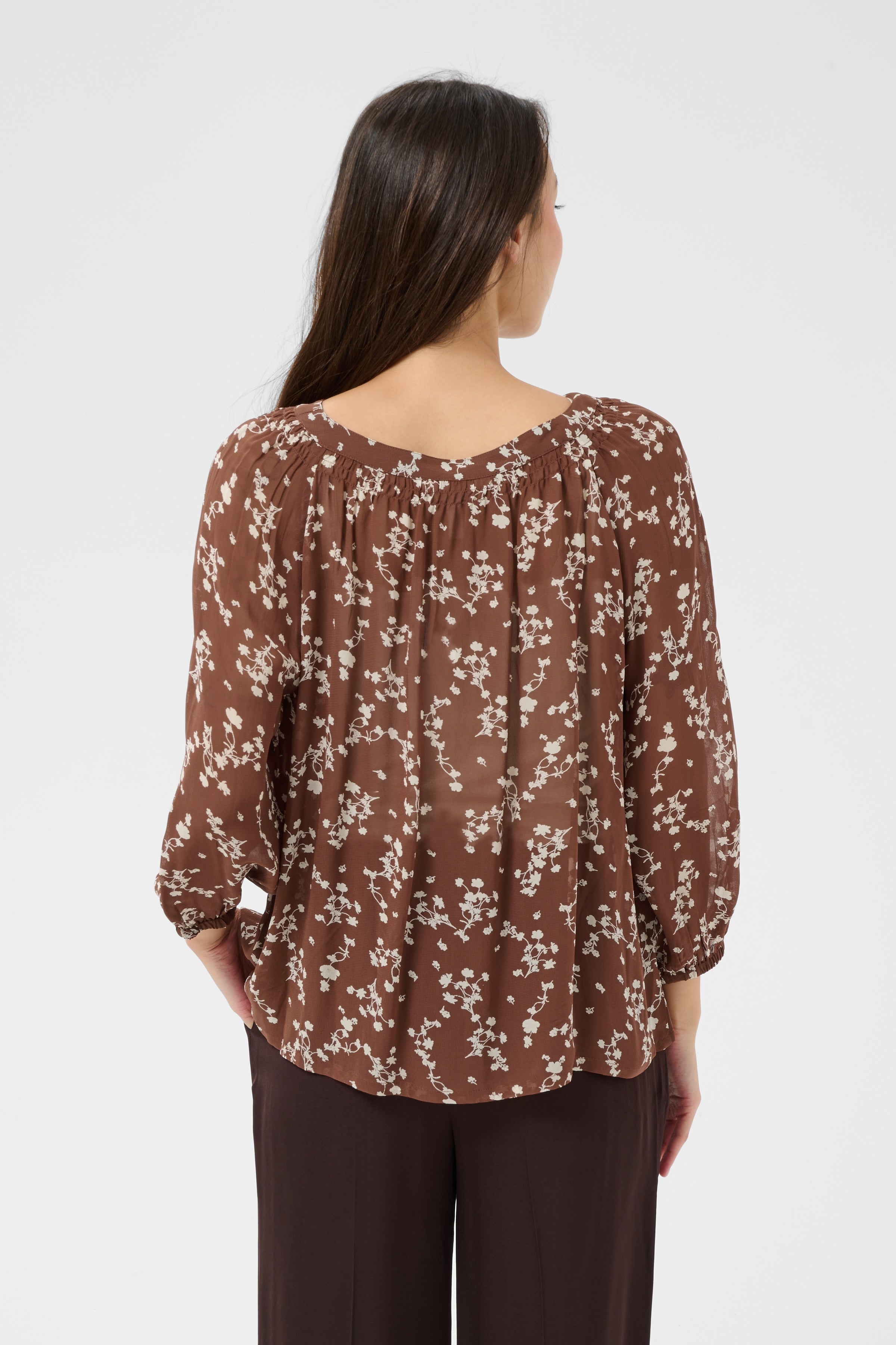 Catin Blouse - Brown Out Leaf Print