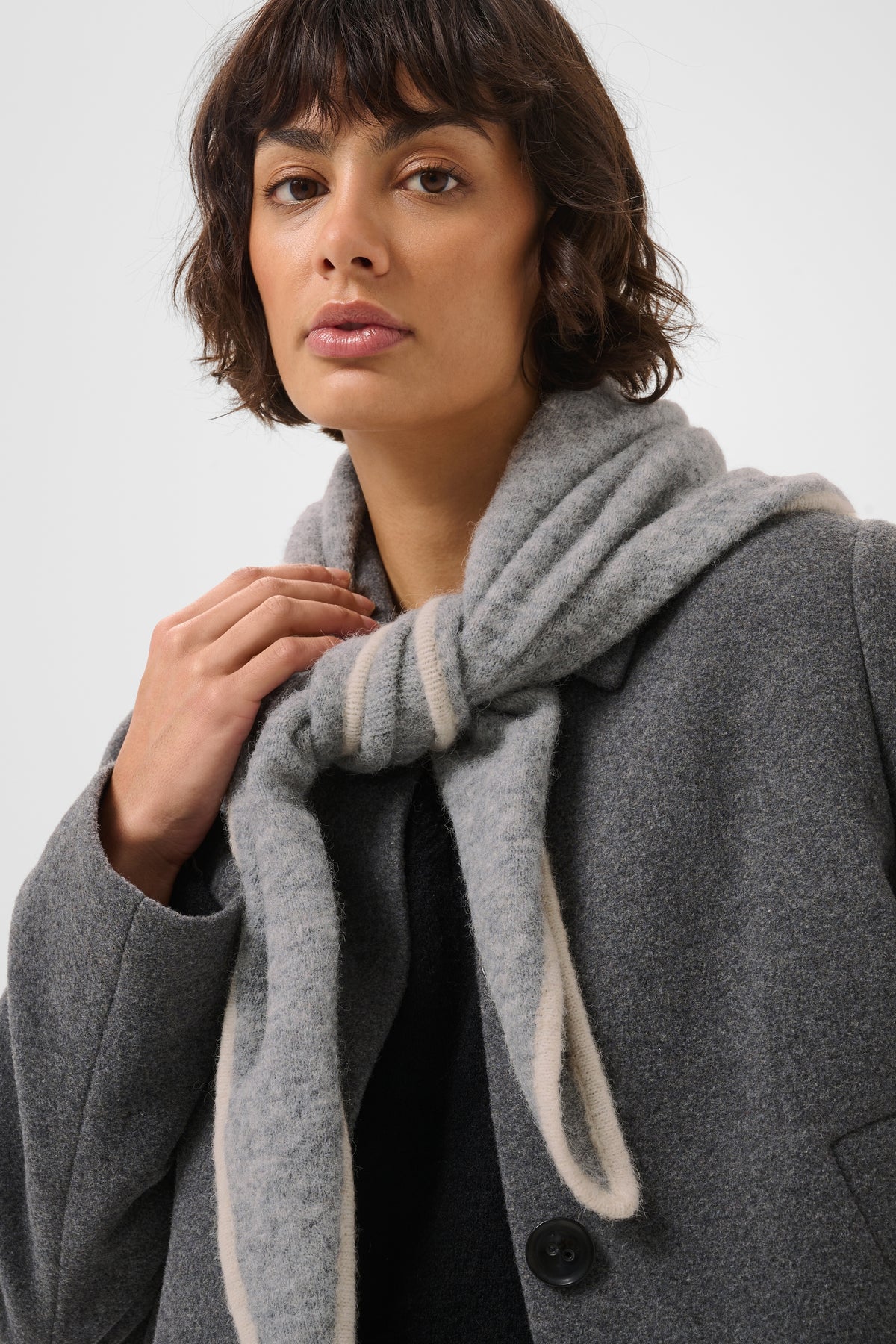Part Two Cimaya wool-blend soft knitted scarf with fringe trim
