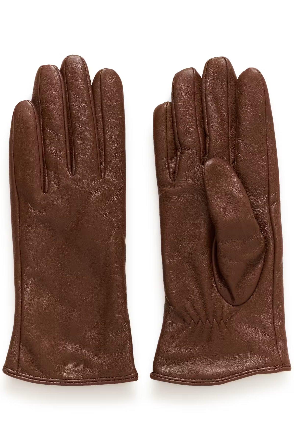 Part Two Carrinpw dark brown soft wool blend ribbed knit gloves.