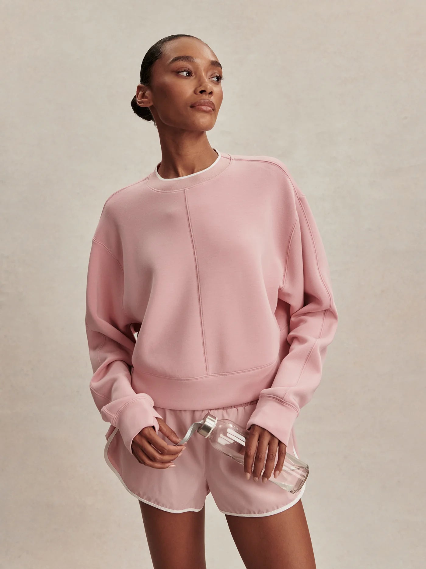 Tasmin cropped activewear sweater in mauve