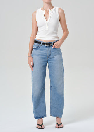 Citizens of Humanity Caralyn ribbed button-front tank top in pashmina off-white.