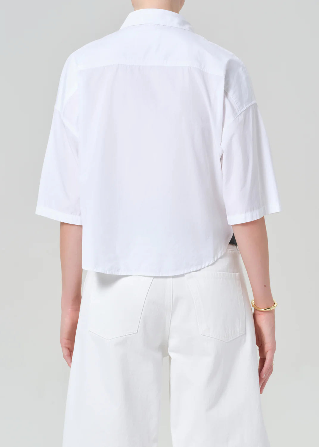 Frances Cropped Cape Button Up - Optic White