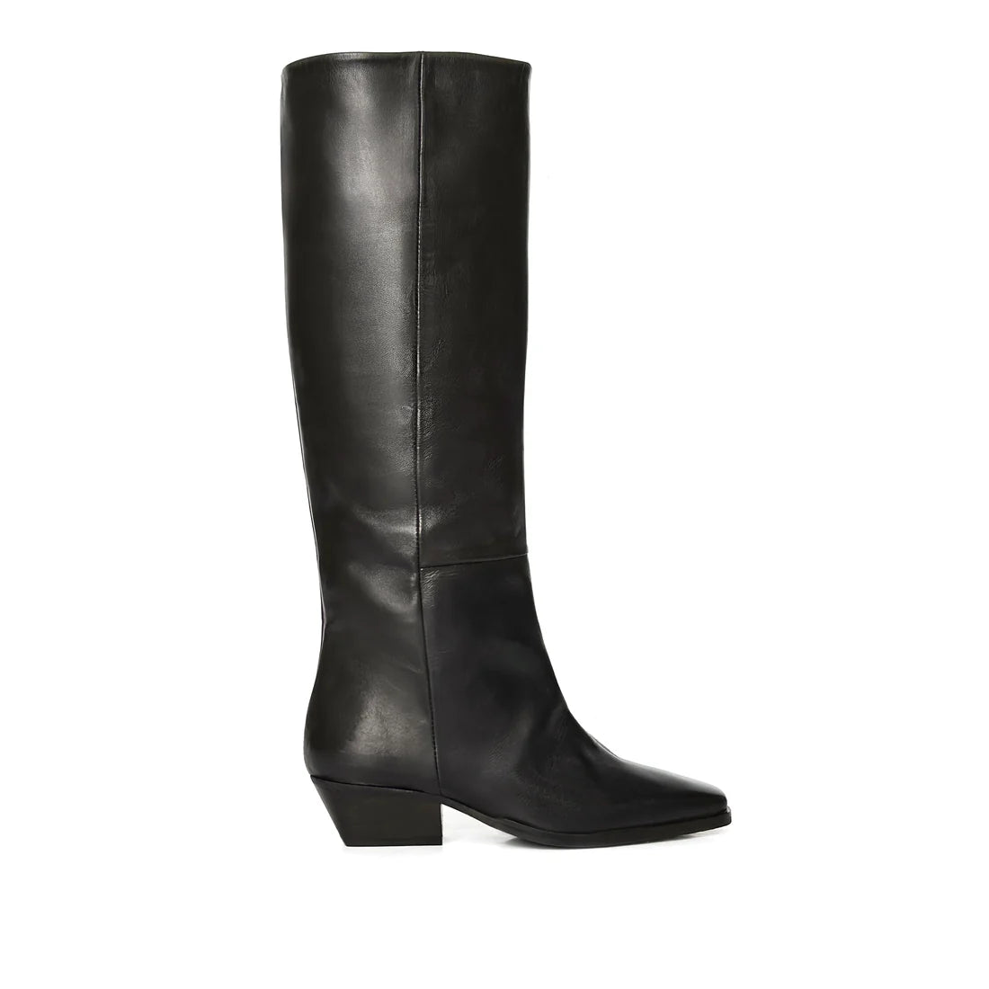 Sister x Sœur Jonelle dark brown smooth leather knee-high block heel boot