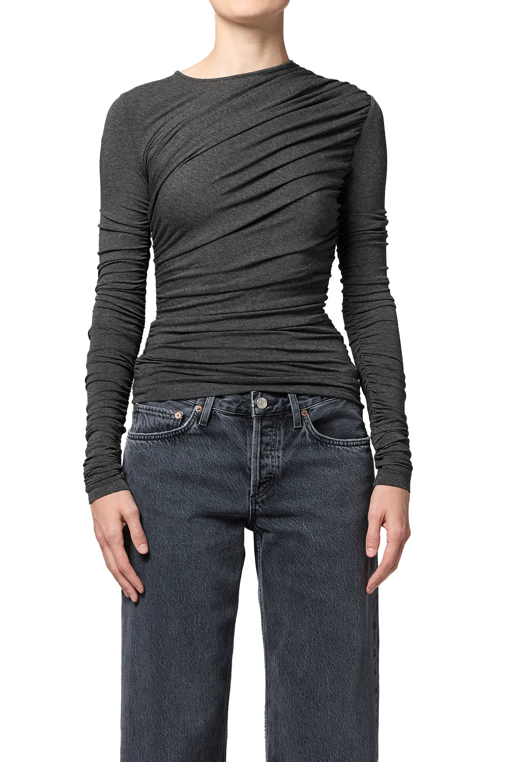 Tania Twist Tee - Charcoal Heather