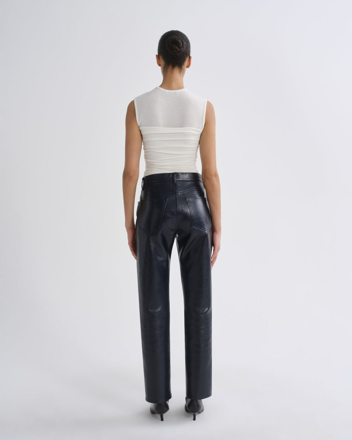 AGOLDE Theodore Tank in Oat Milk - back view