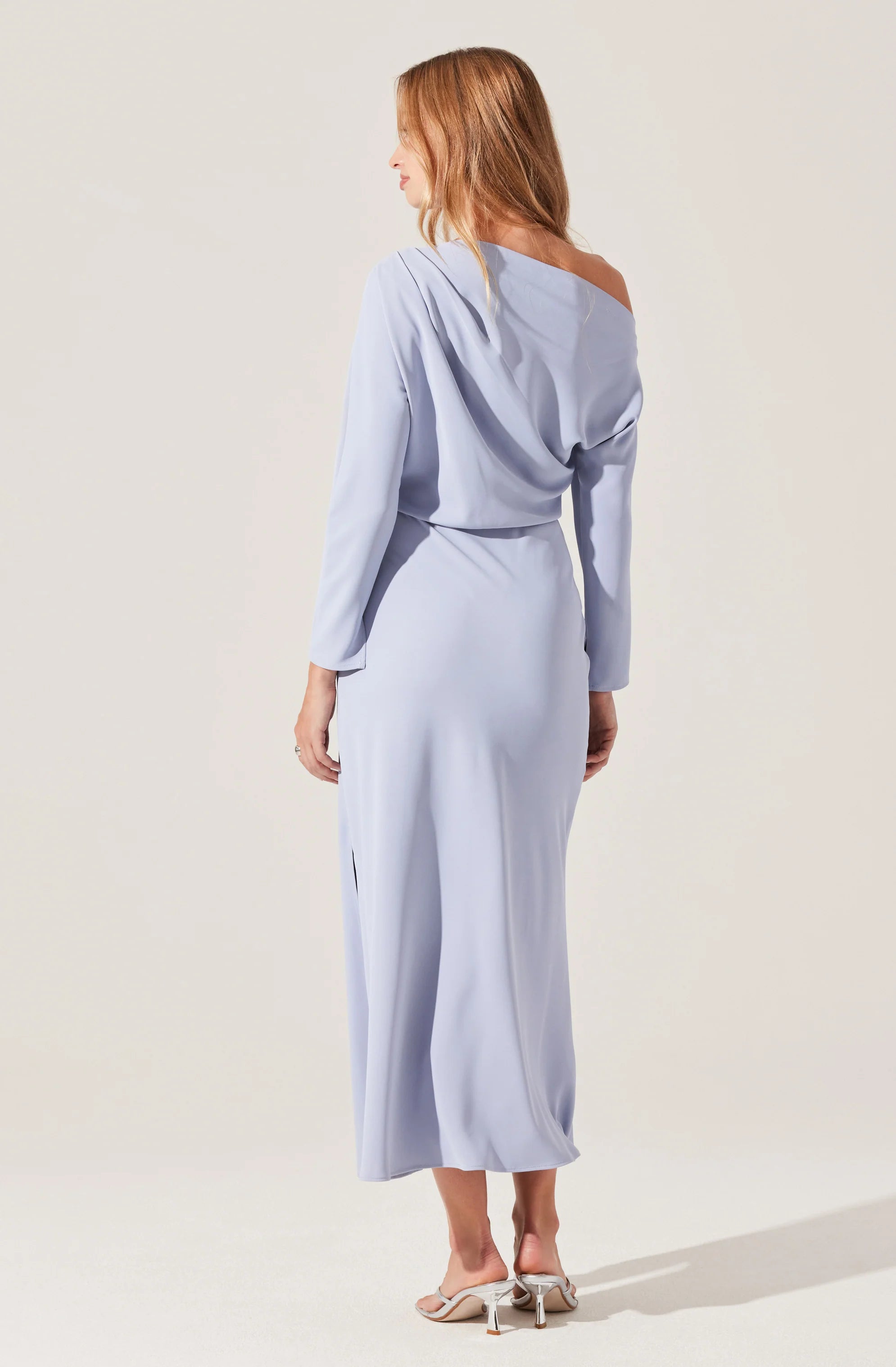 Naida Off Shoulder Midi Dress - Blue