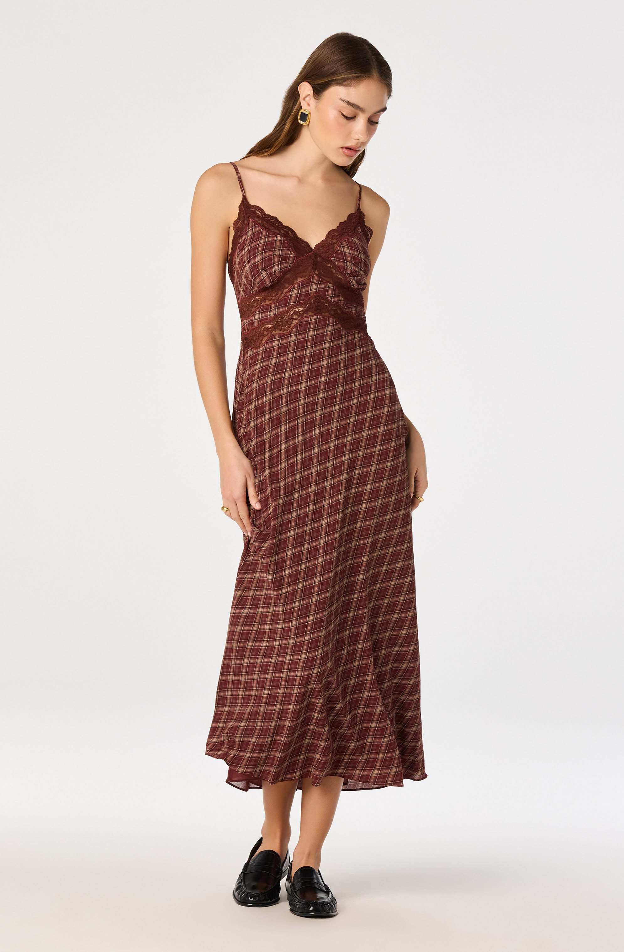 Carin Dress - Wine Plaid
