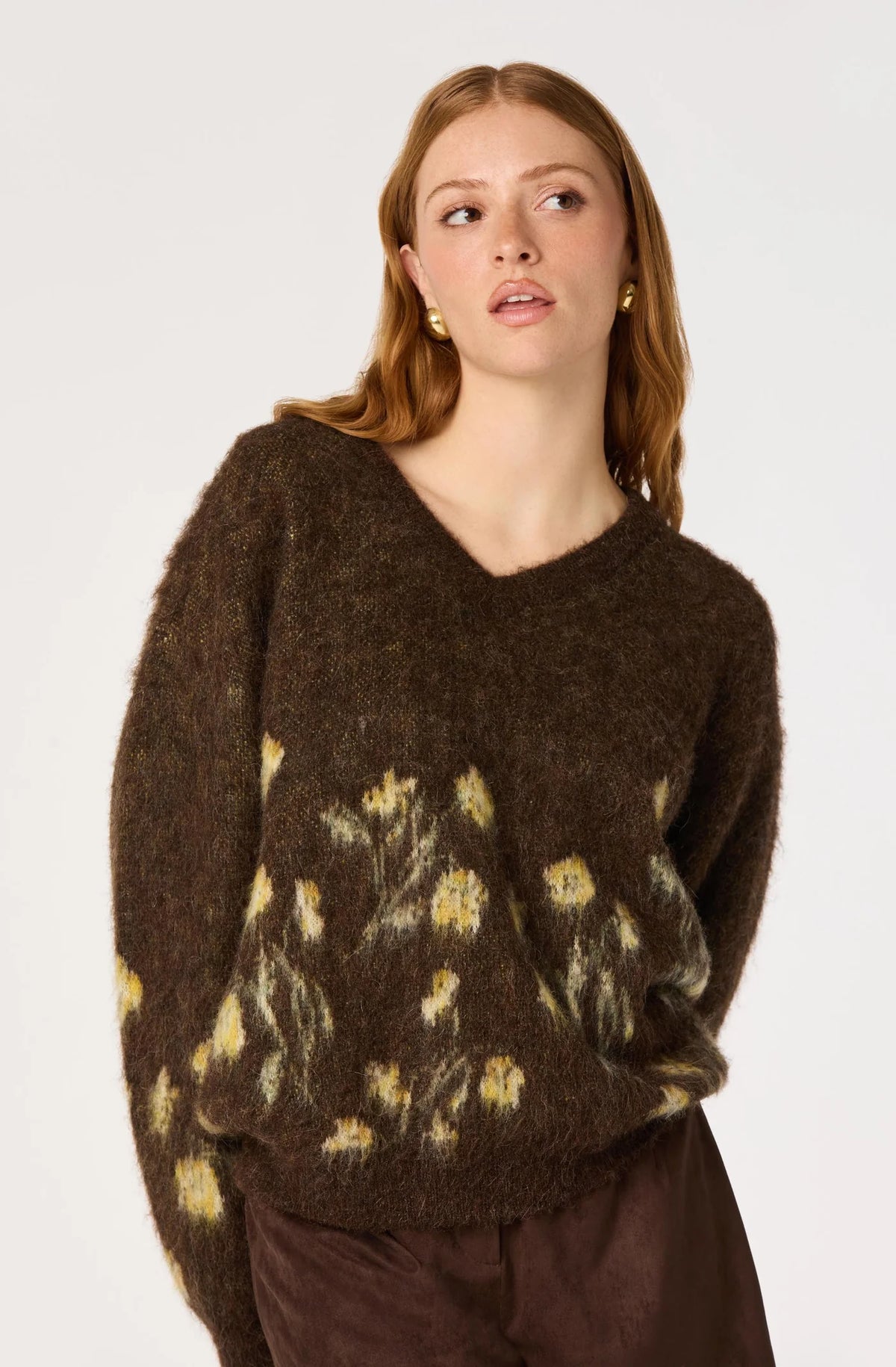 Bowie Sweater - Brown Floral