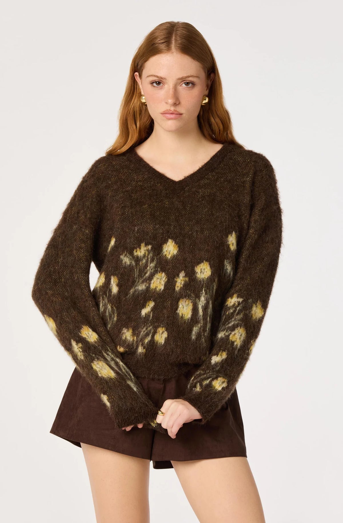 Bowie Sweater - Brown Floral