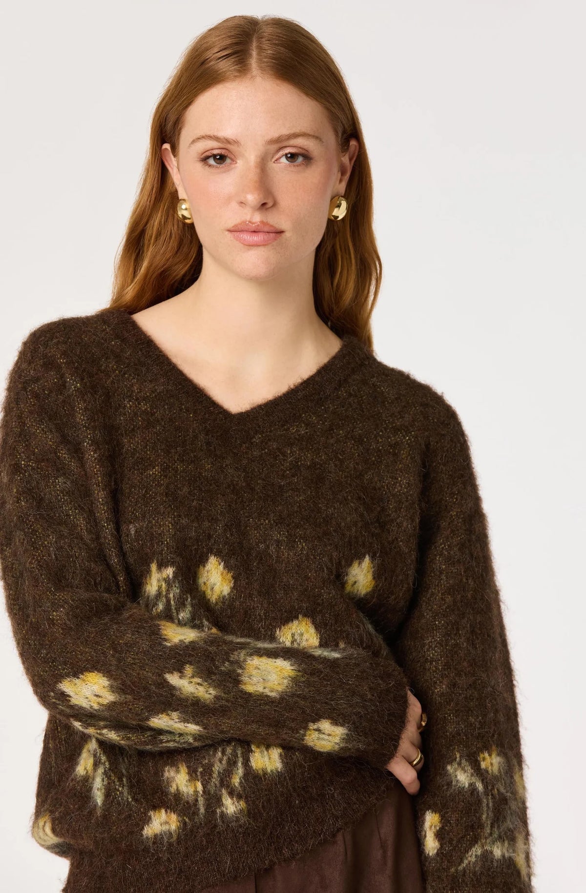 Bowie Sweater - Brown Floral