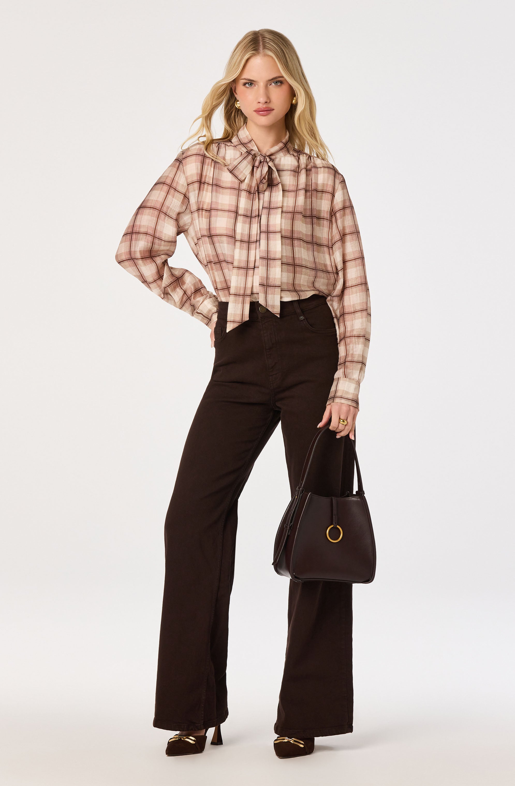 Mabry Top - Brown Plaid