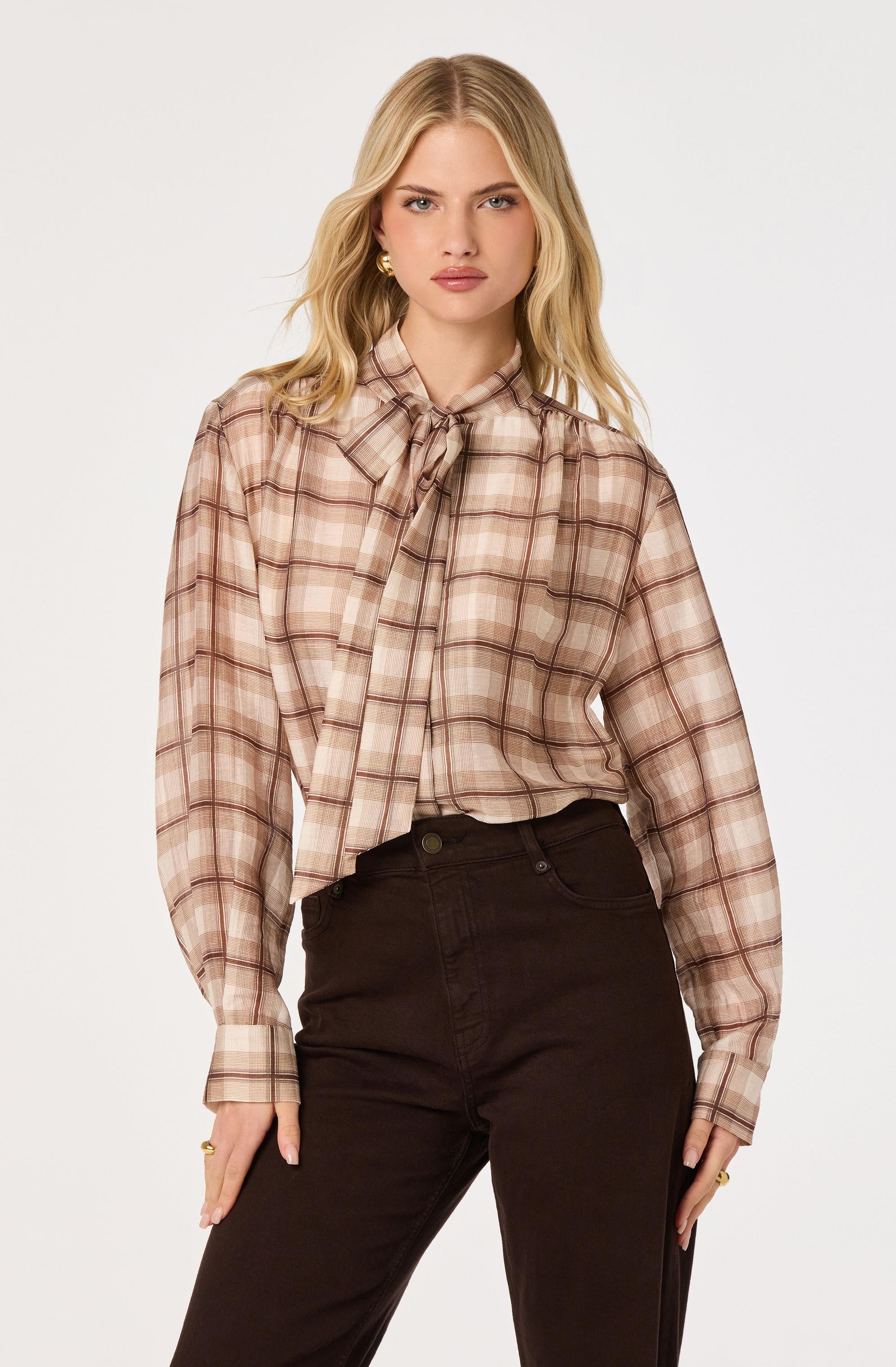 Mabry Top - Brown Plaid