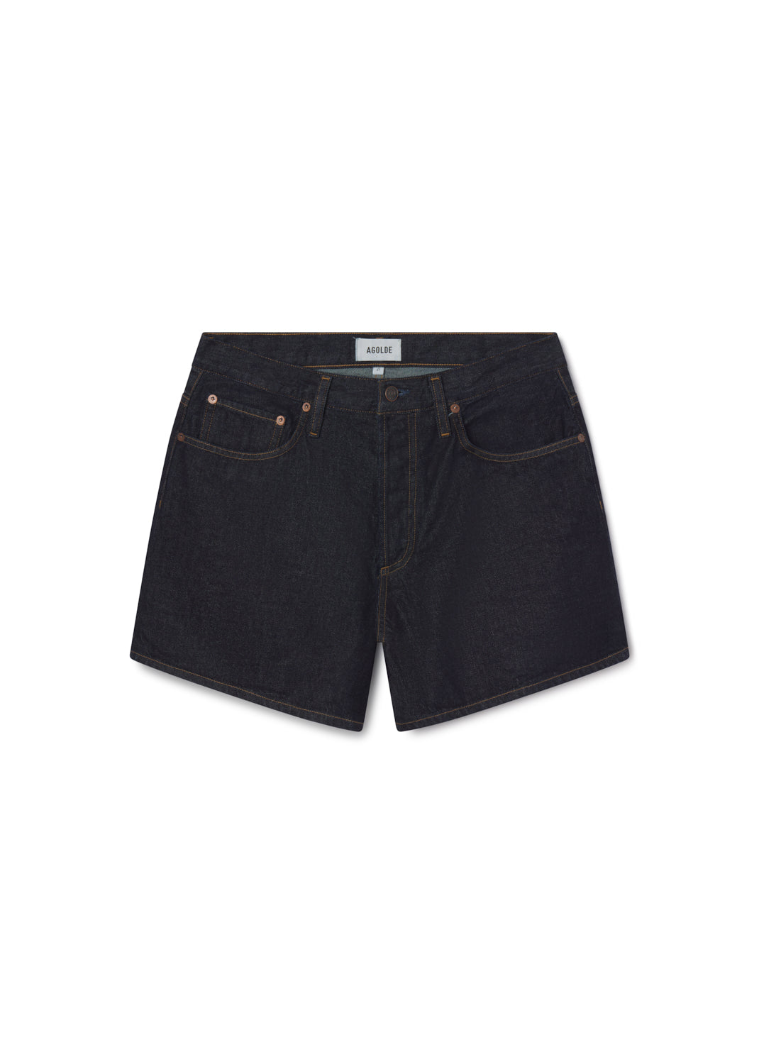 AGOLDE Leith Short in Rinse indigo denim oversized vintage fit flat