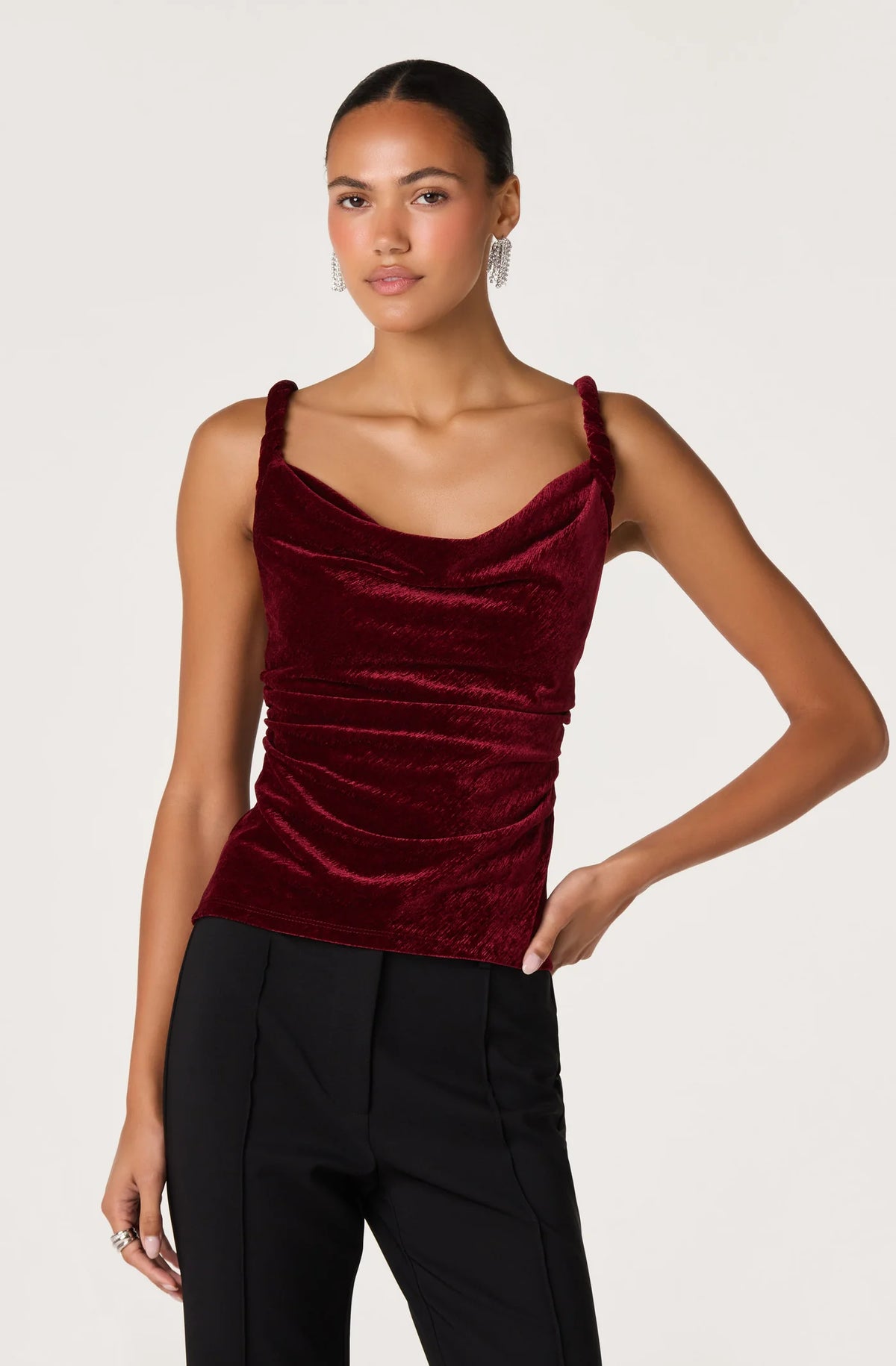 ASTR the Label Berlyn sleeveless high-neck top.