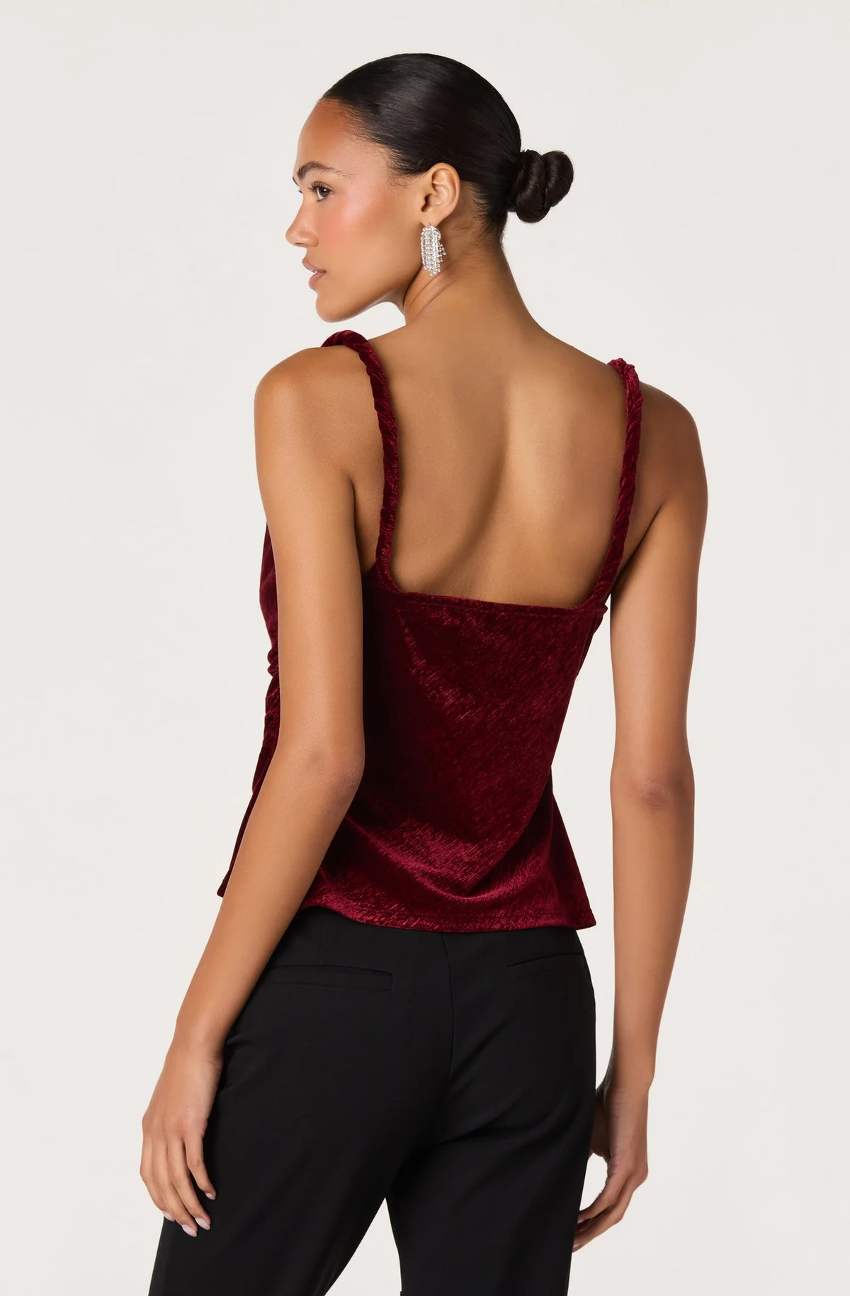 Berlyn Velvet Cowl Neck Tank - Wine
