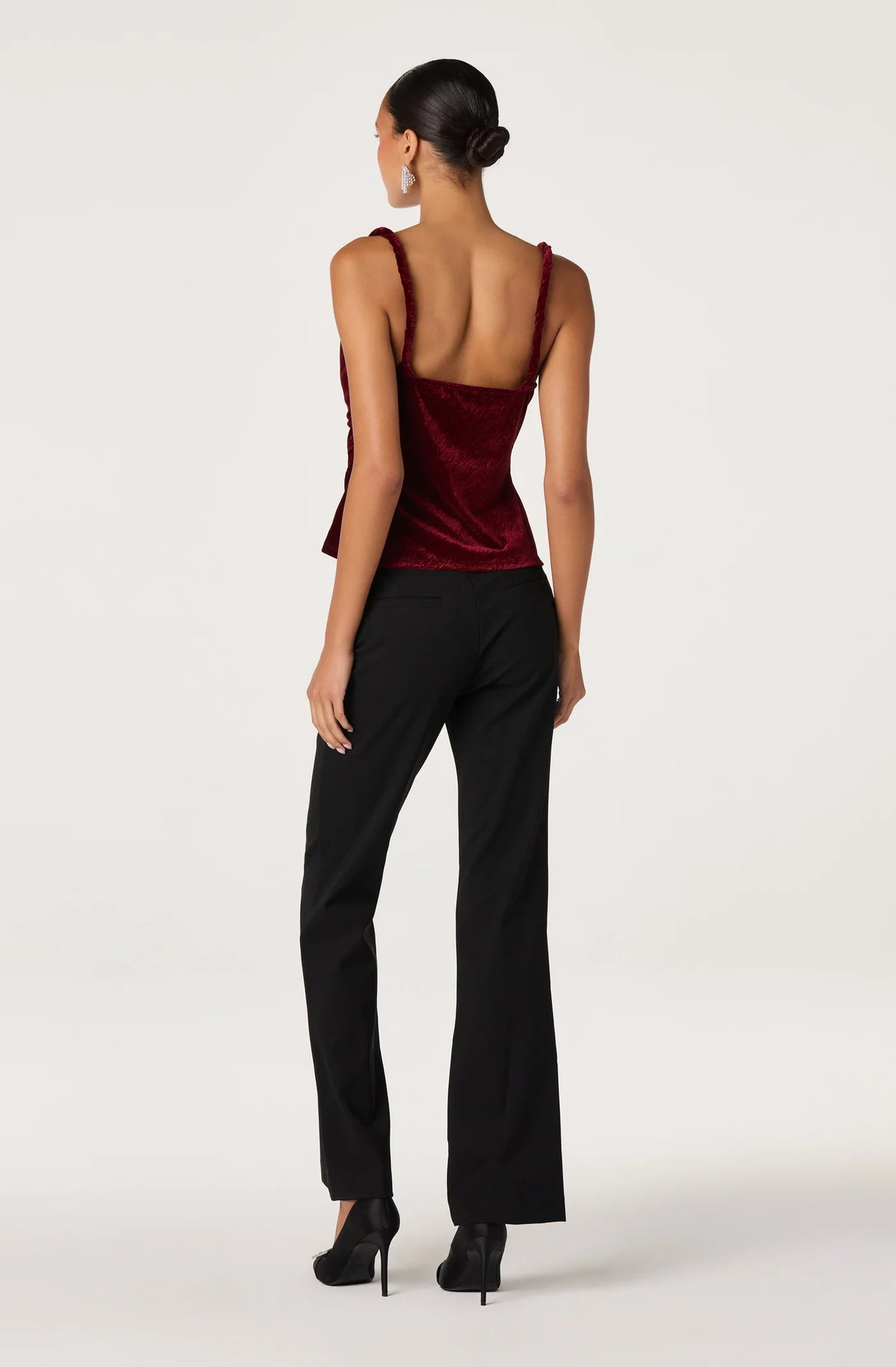 Berlyn Velvet Cowl Neck Tank - Wine