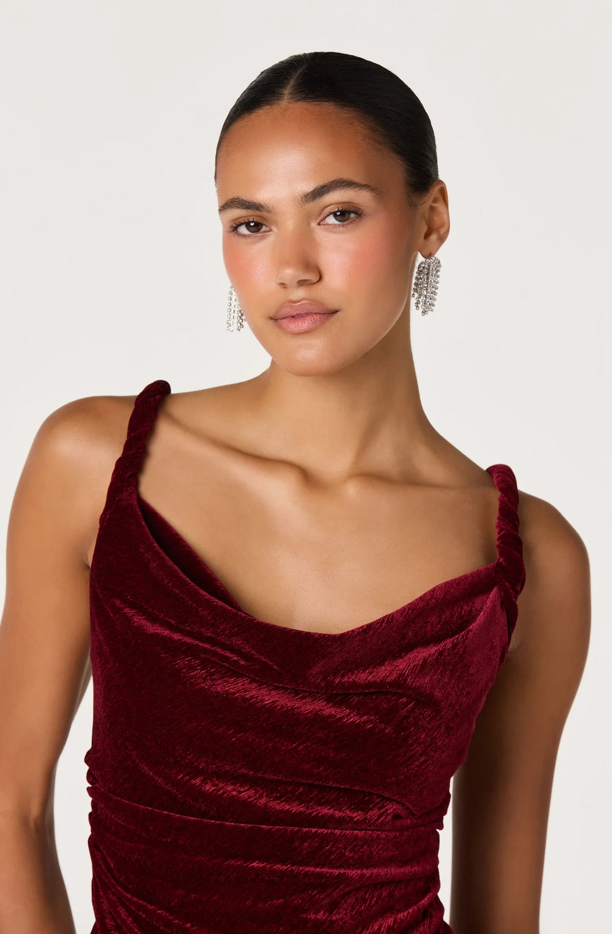 Berlyn Velvet Cowl Neck Tank - Wine