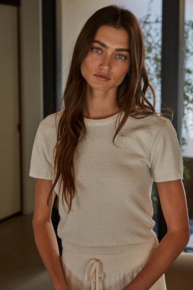 cotton ivory sweater t-shirt crop