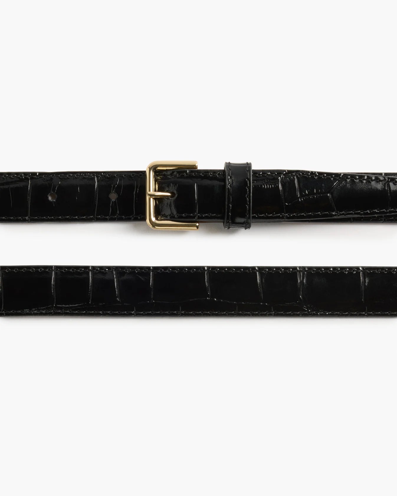 Flattered Barbara Belt in Black Croco leather with gold buckle